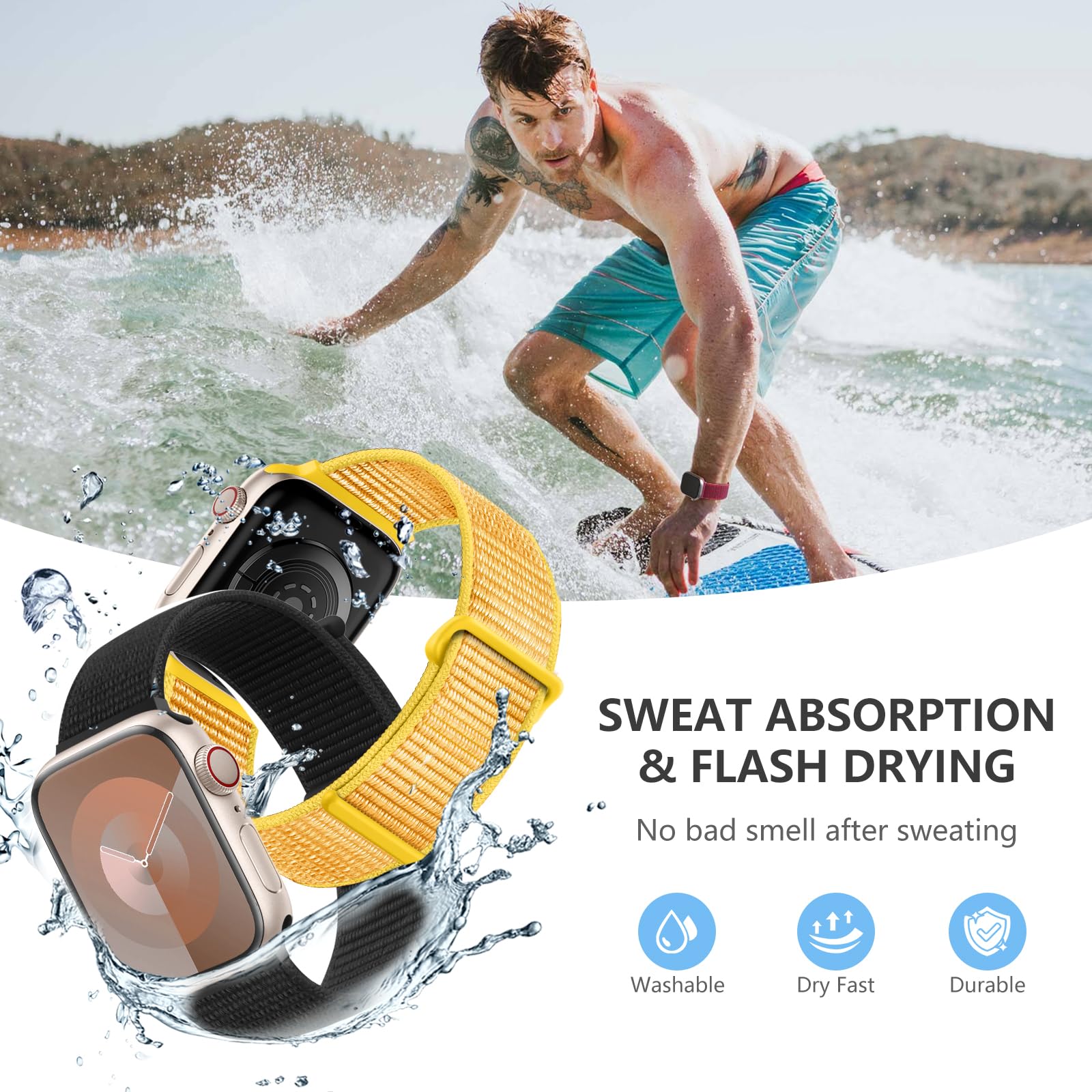 Getino Compatible With Apple Watch Sport Loop Band 44Mm 45Mm 46Mm 42Mm 49Mm Iwatch Bands Series 10/9/8/7/6/5/4/3/2/1/Se/Ultra, A