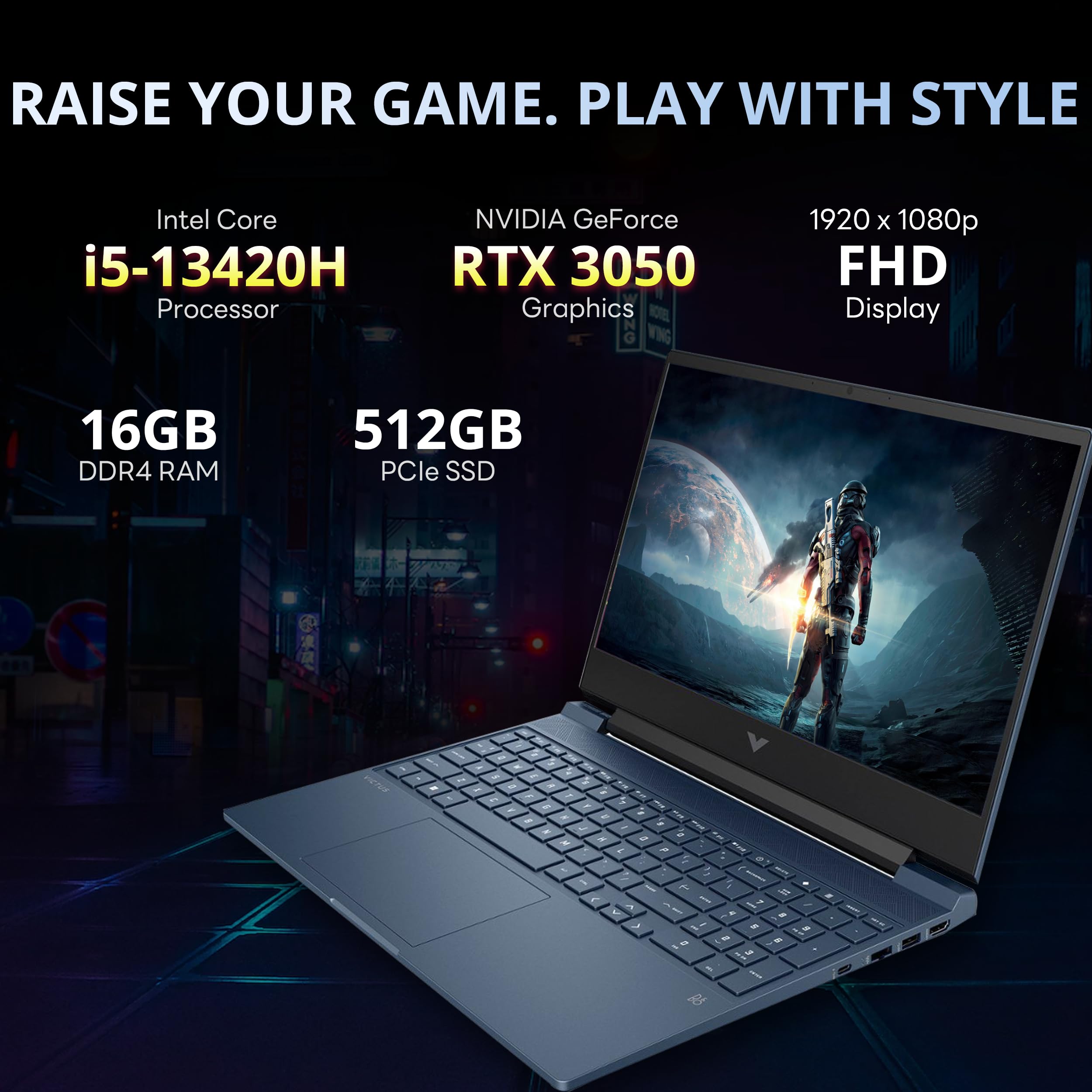 Hp Victus Gaming Laptop, 15.6'' Fhd 144Hz Ips Display, Intel Core I5-13420H, 16Gb Ram, 512Gb Pcie Ssd, Nvidia Geforce Rtx 3050,