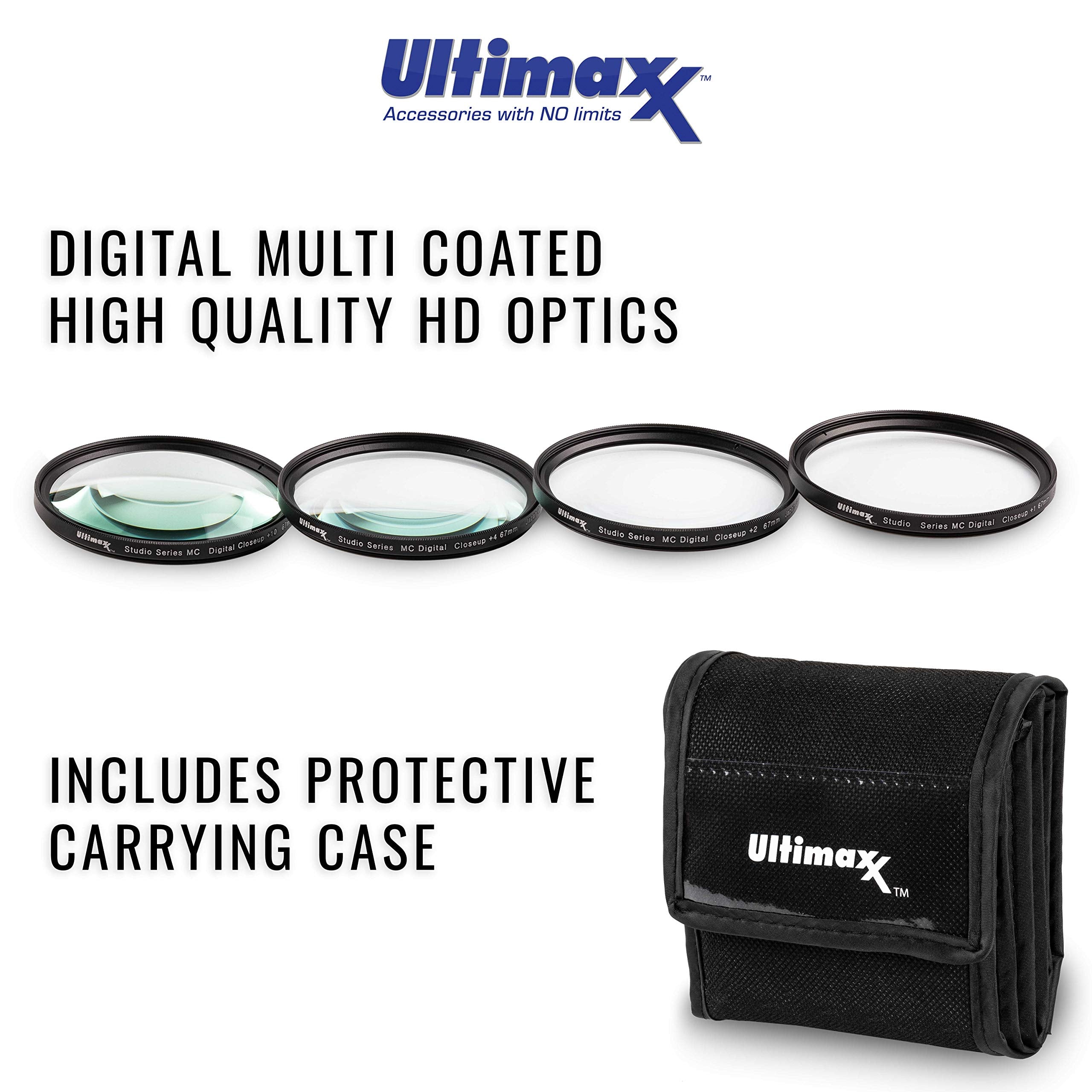 46Mm Ultimaxx Professional Four Piece Hd Macro Close Up Filter Kit (1, 2, 4, 10 Diopter Filters) For Camera Lens With 46Mm Filte