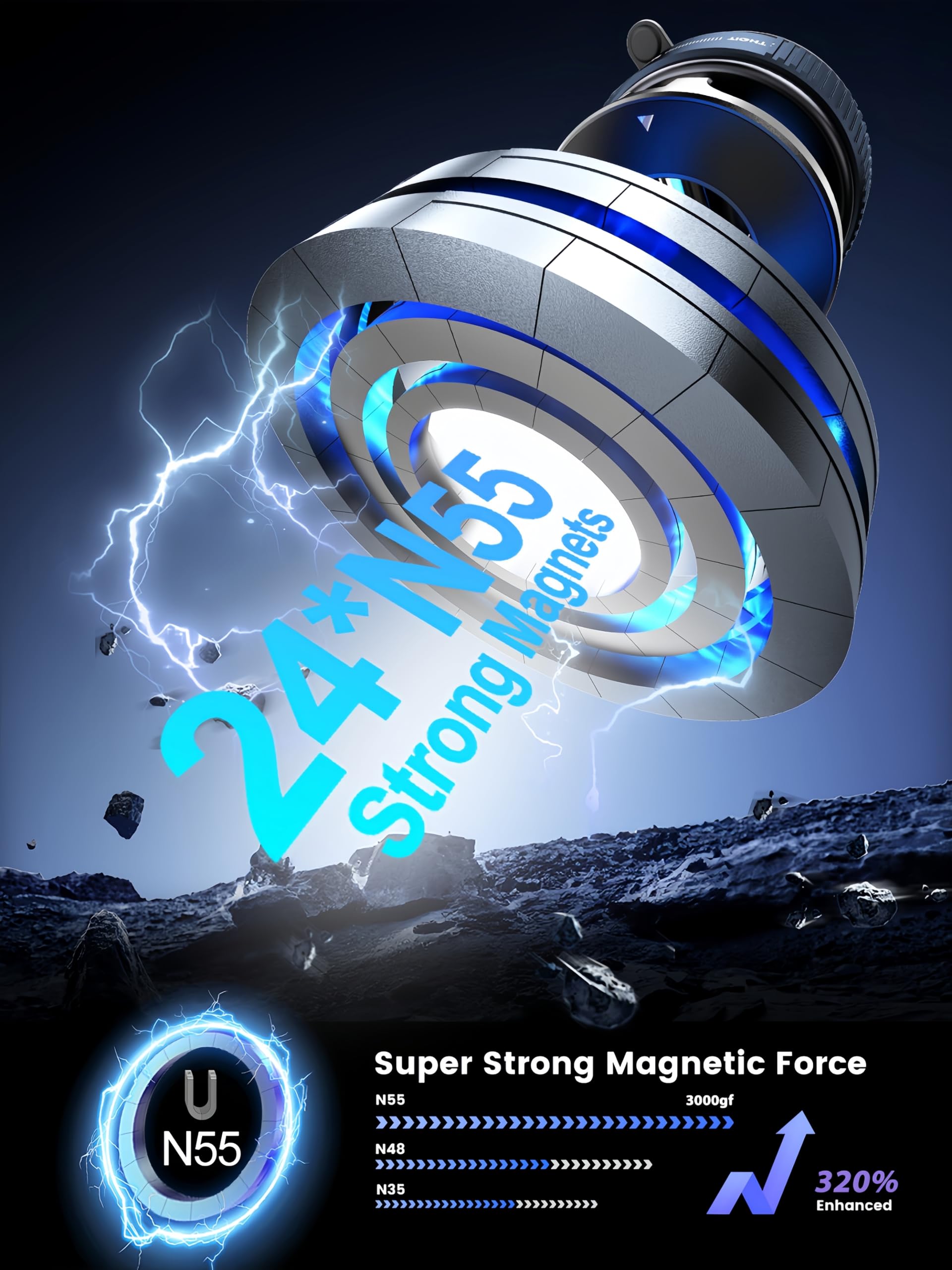 Snanlen Upgraded 360 Nano Gel Vacuum Magnetic Phone Holder, Car Phone Holder For Magsafe[108+Lbs Strongest Suction & 3000Gf Stro