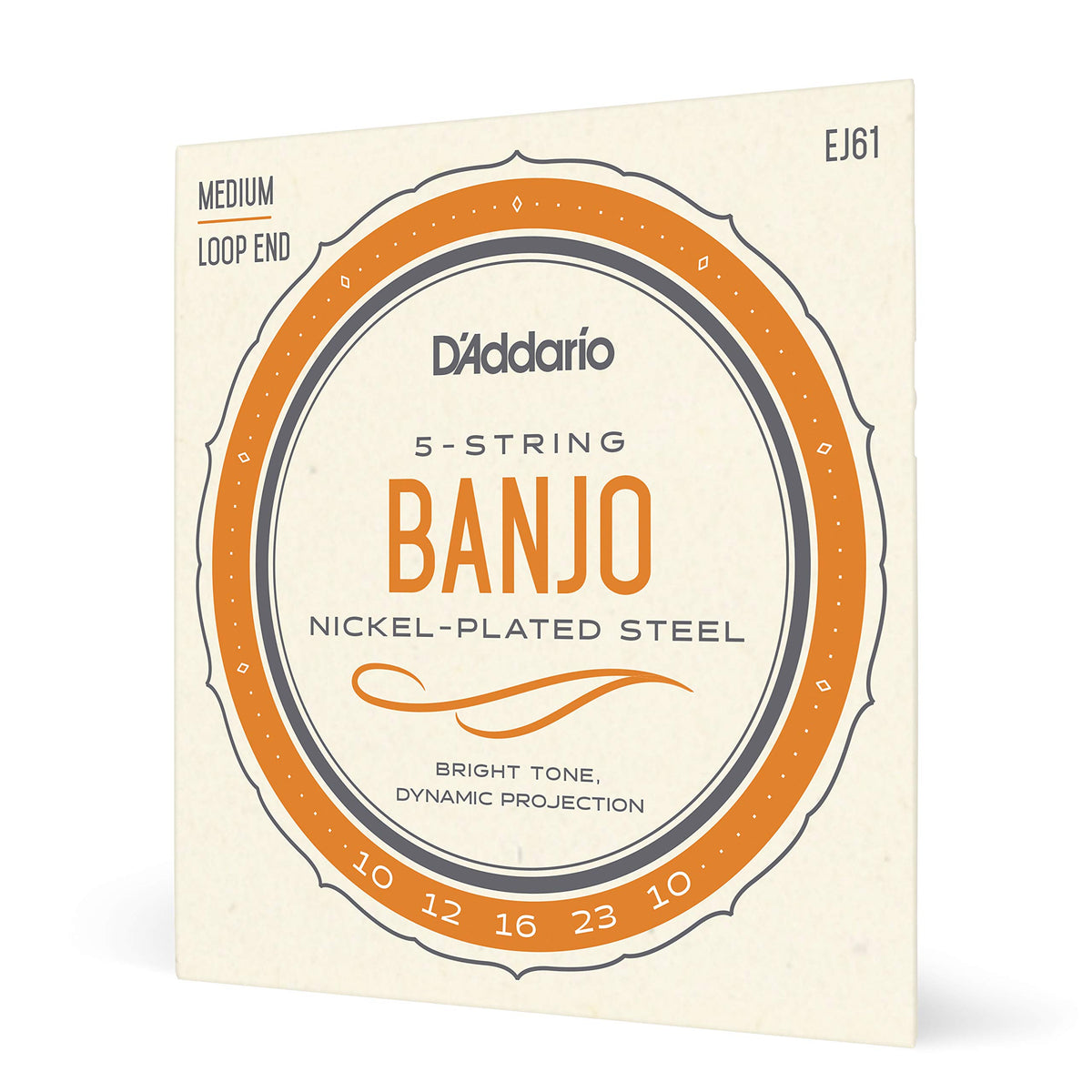 D'Addario Ej61 Nickel 5-String Banjo Strings, Medium, 10-23