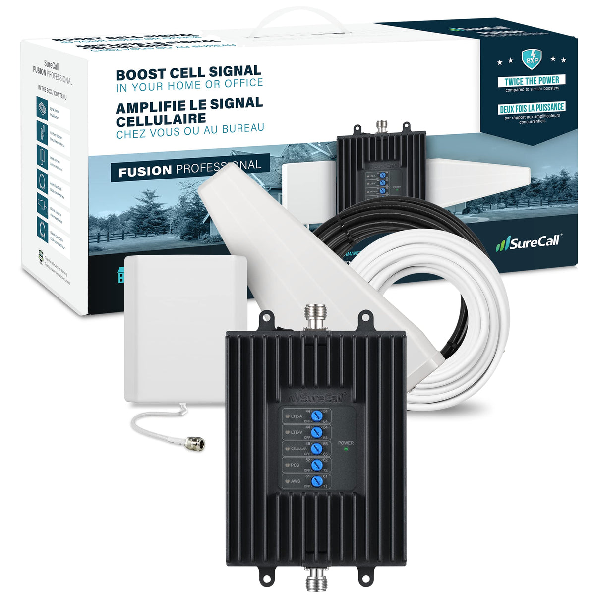 Surecall Fusion Professional Cell Phone Signal Booster Up To 8000 Sq Ft | Pro-Grade, Yagi Panel Antennas | Multi-User Boosts All