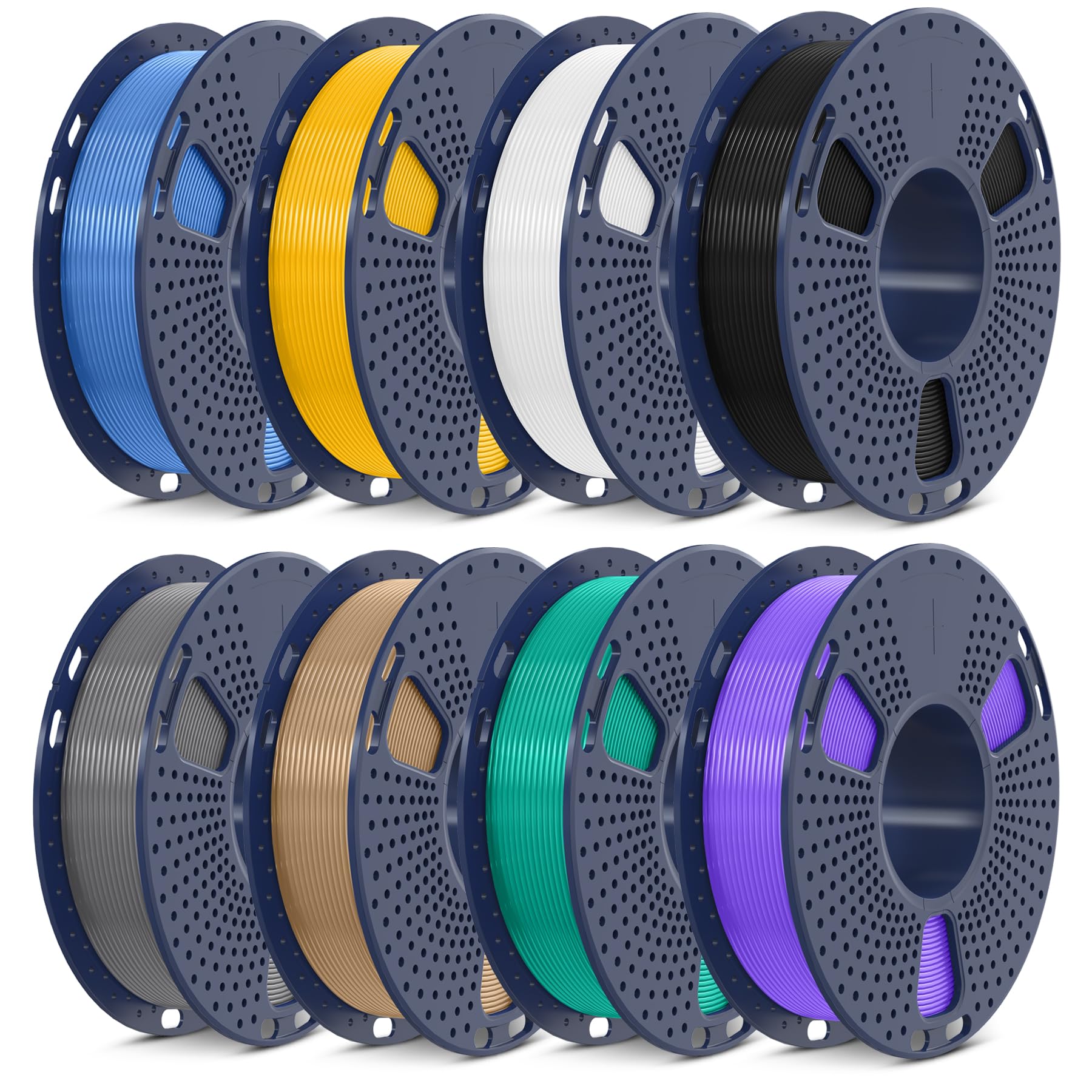 SUNLU PLA Filament 1.75 Bundle, Individually Vacuum Packed, 2kg in Total, 0.25kg per Spool, 8 Pack, Black+Clear +Clear(Yellow+Bl