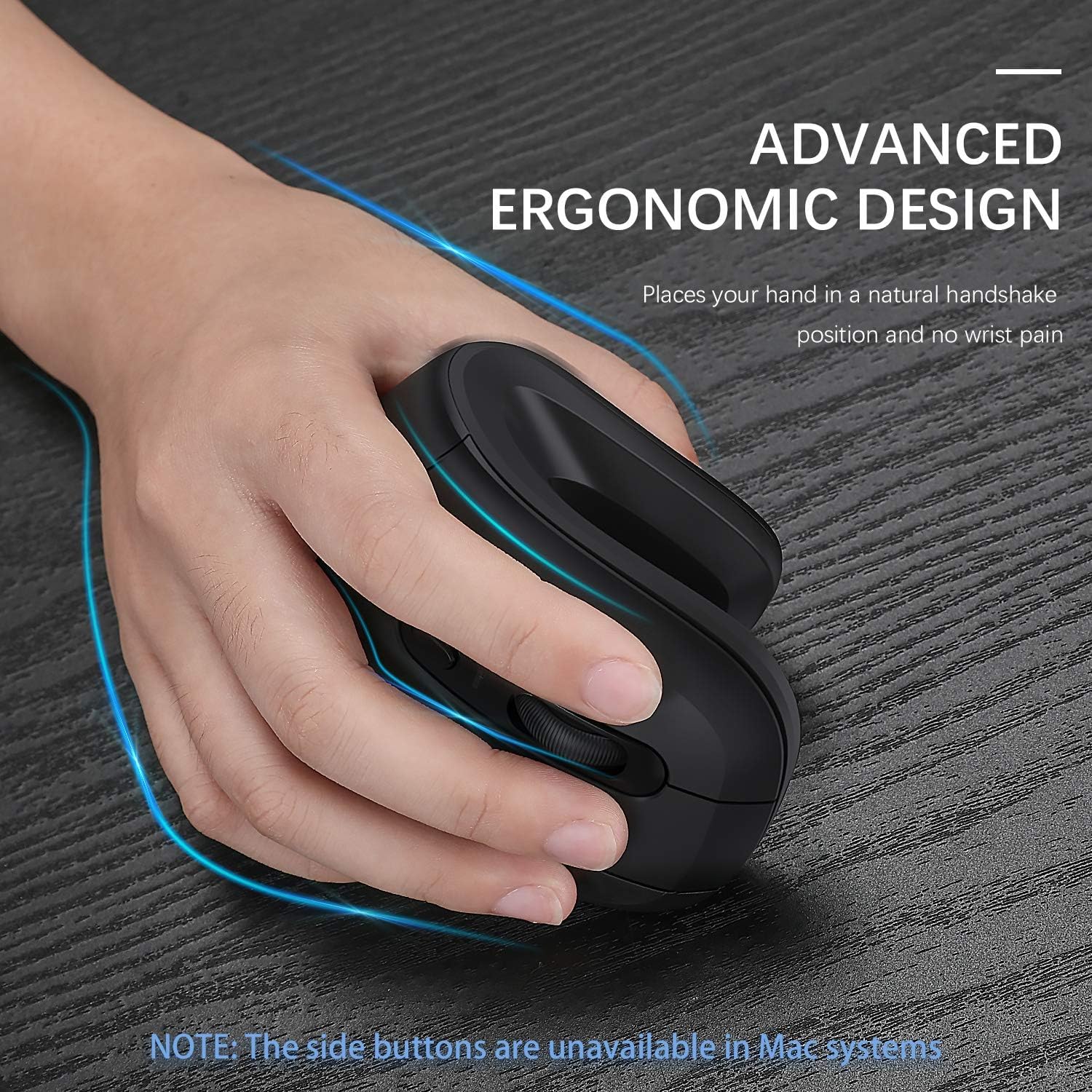 Unipows Bluetooth Ergonomic Mouse, 2.4G Silent Vertical Wireless Mouse, Dual Mode Ergo Optical Mice With Adjustable Dpi 1000/160