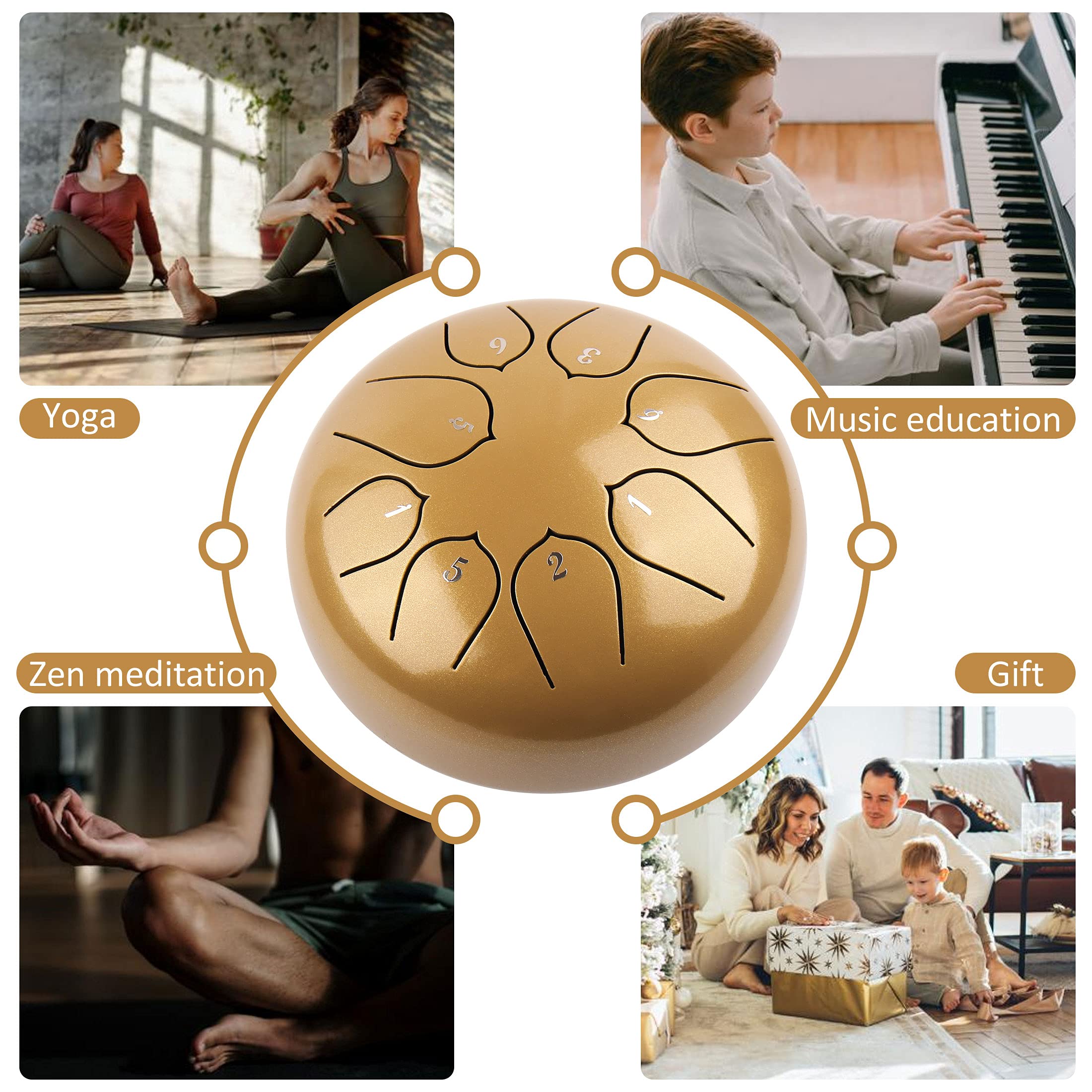 Lomuty Rain Drum For Outside Garden - Steel Tongue Drum 6 Inch 8 Notes Outdoor Meditation Instrument With Waterproof Bag, Mallet