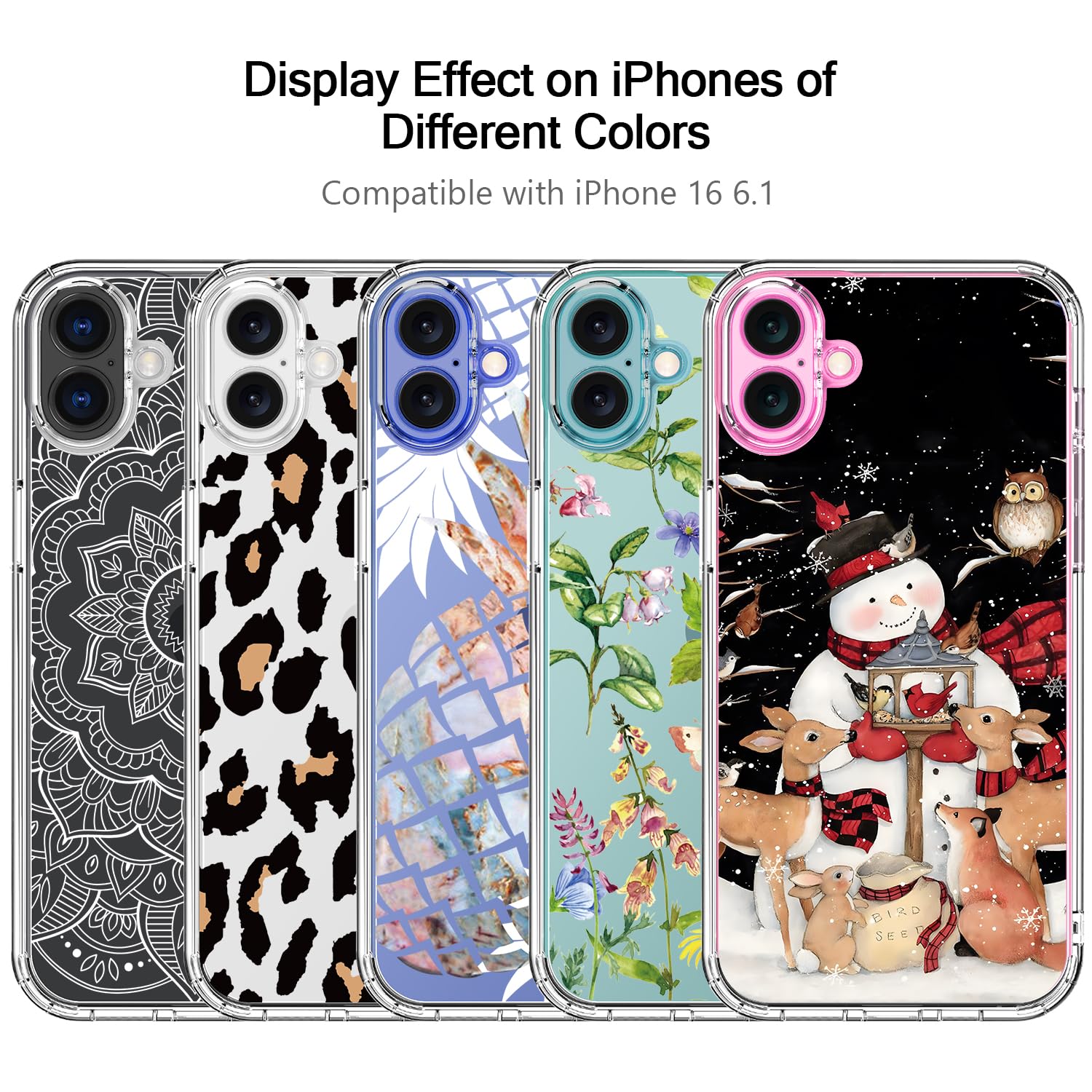 Bicol Christmas Phone Case For Iphone 16 Plus With Screen Protector And Camera Lens Protector   Wireless Charging   Slim Shockpr