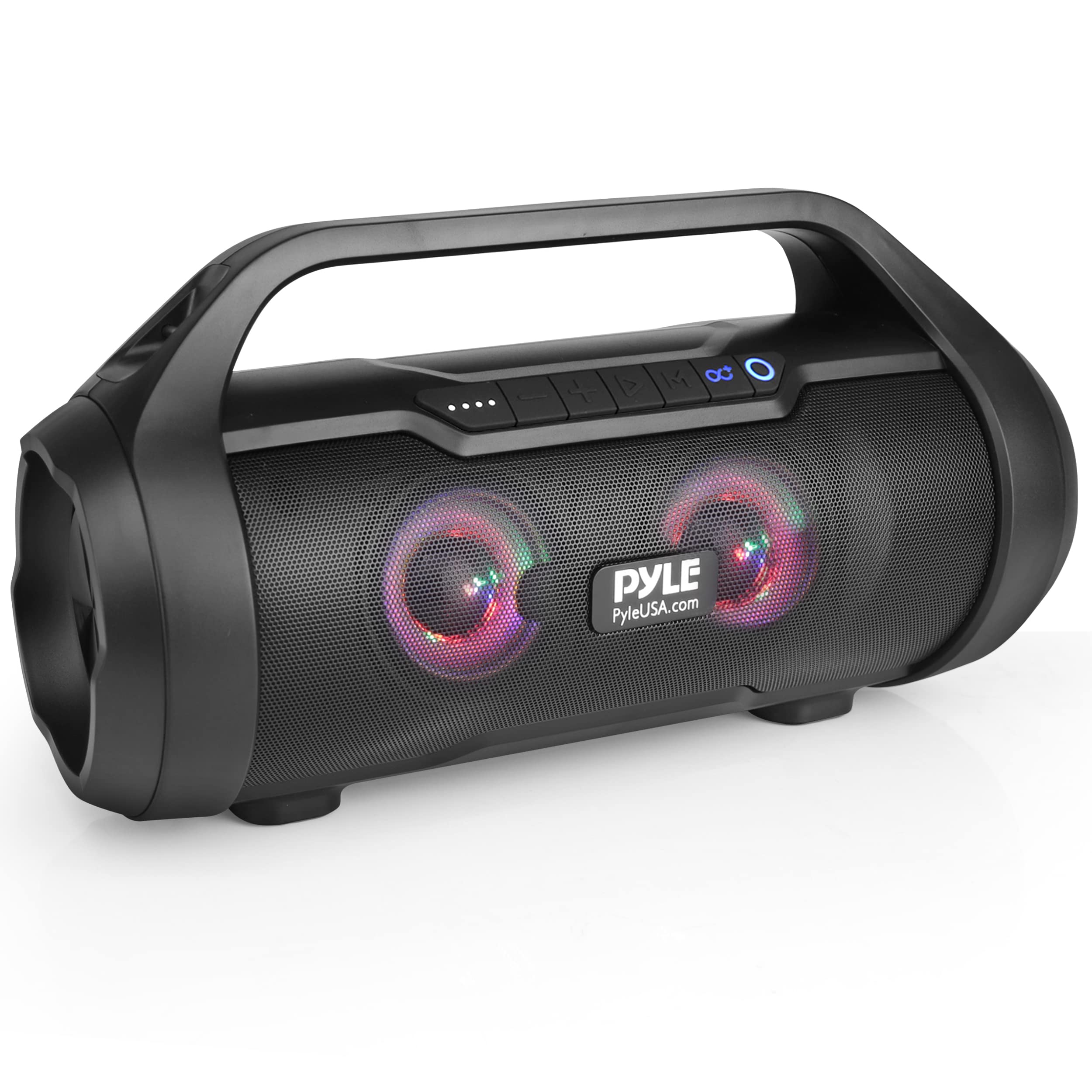 Pyle Wireless Portable Bluetooth Boombox Speaker   500W 2.0Ch Rechargeable Boom Box Speaker Portable Barrel Loud Stereo System W