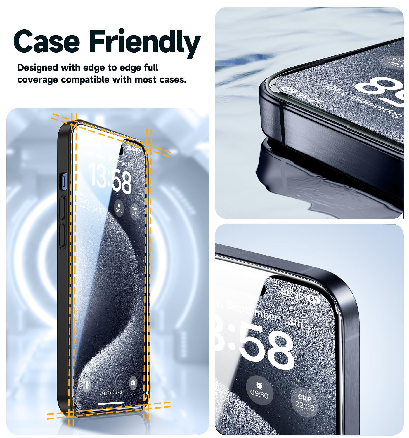 Magic John 2 Pack For Iphone 15 Pro (6.1 Inch) Tempered Glass Screen Protector, Auto Dust Elimination Installation, Bubble Free,