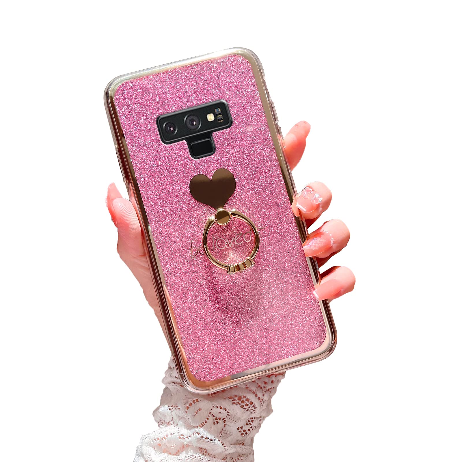 Easyscen Case For Galaxy Note 9 Girls Women Cute Luxury Glitter Shiny Sparkly Shell With Ring Kickstand Upc Soft Slim Bumper Sho