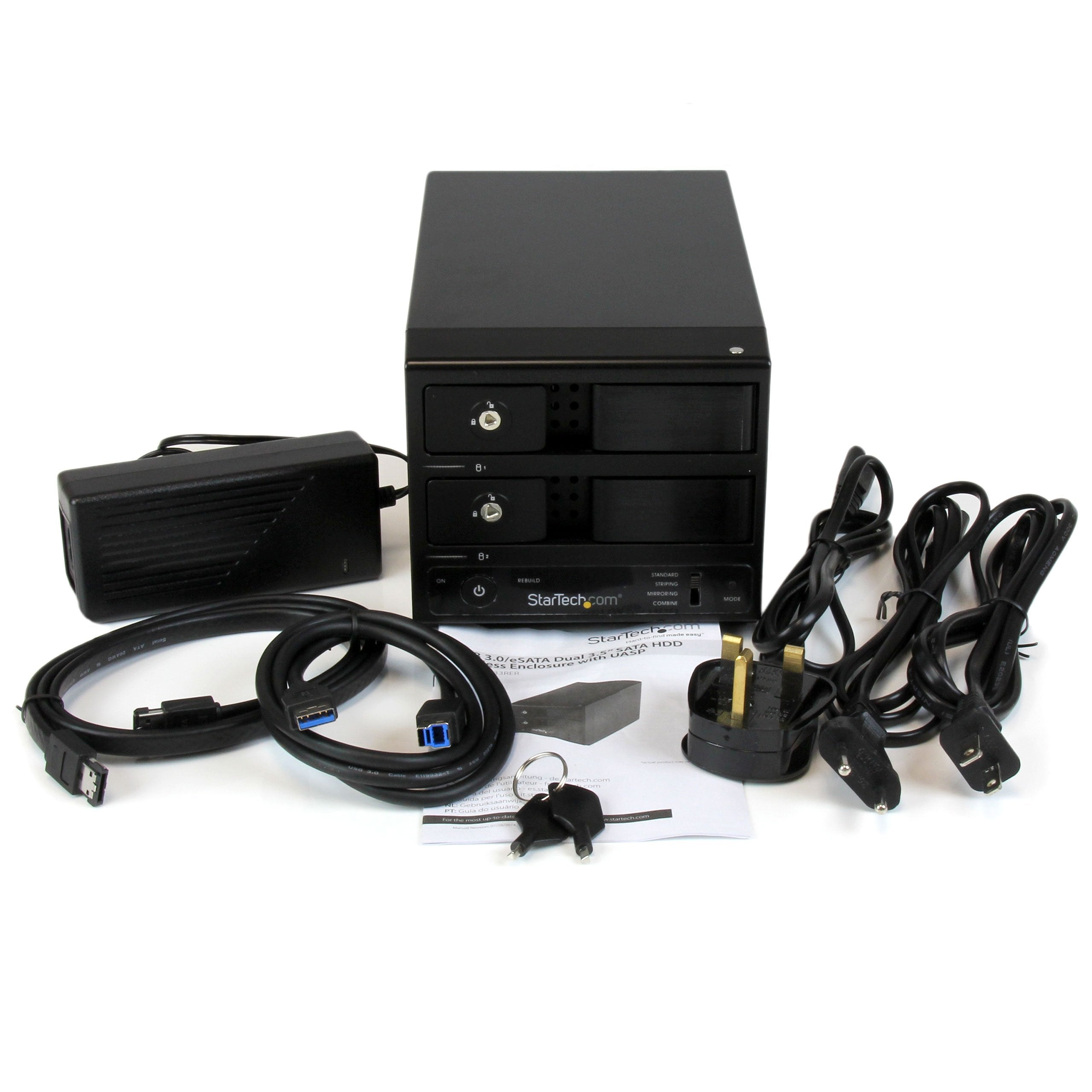 StarTech.com USB 3.0 / eSATA Hot Swap HDD Enclosure with UASP   2 Bay Trayless 3.5� SATA III (6 Gbps) Hard Drive Enclosure (S352BU33RER), Black