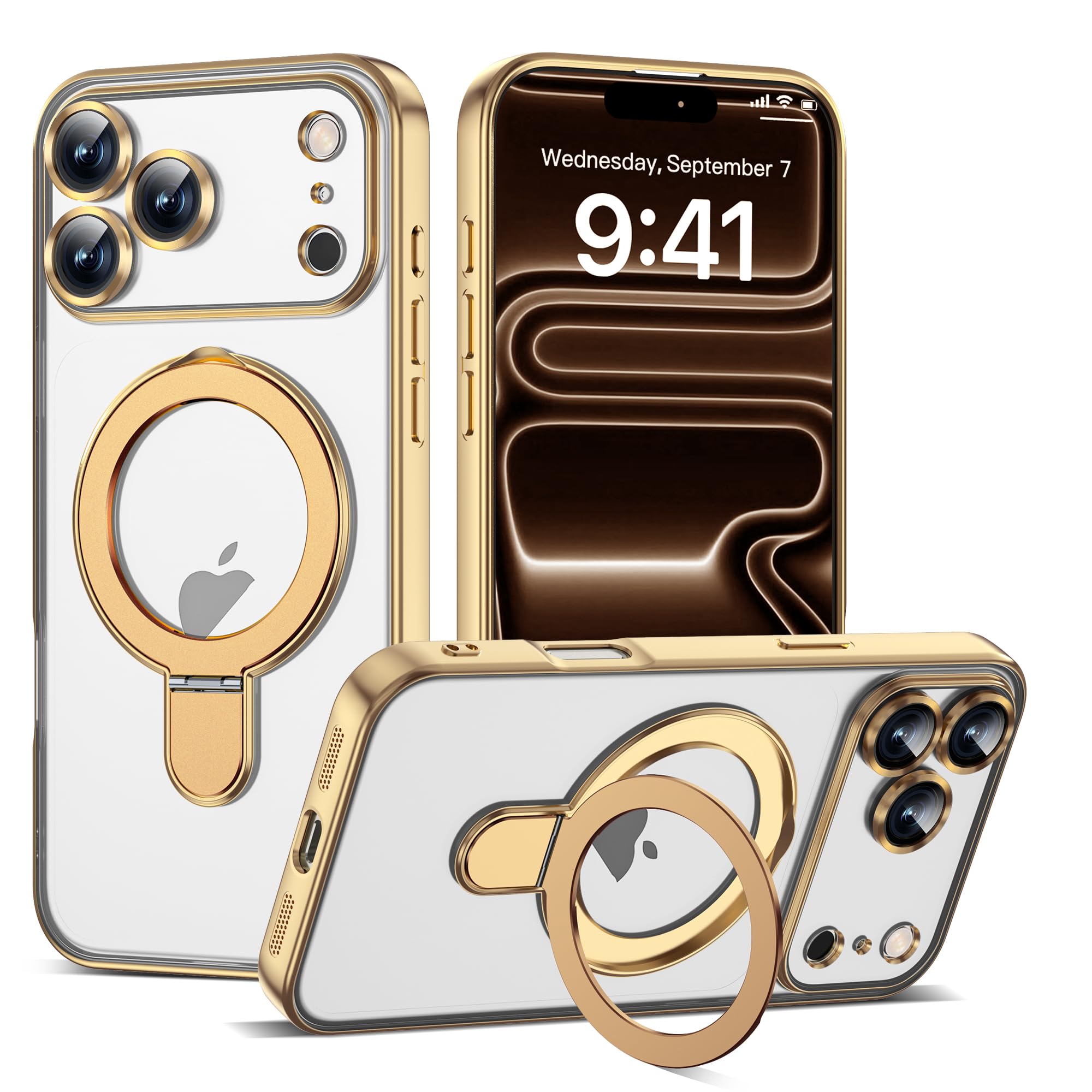 ETPESOK Compatible with iPhone 17 Pro Case with Invisible Magnetic Ring Stand [Compatible with Mag-Safe] [Full Camera Lens Prote