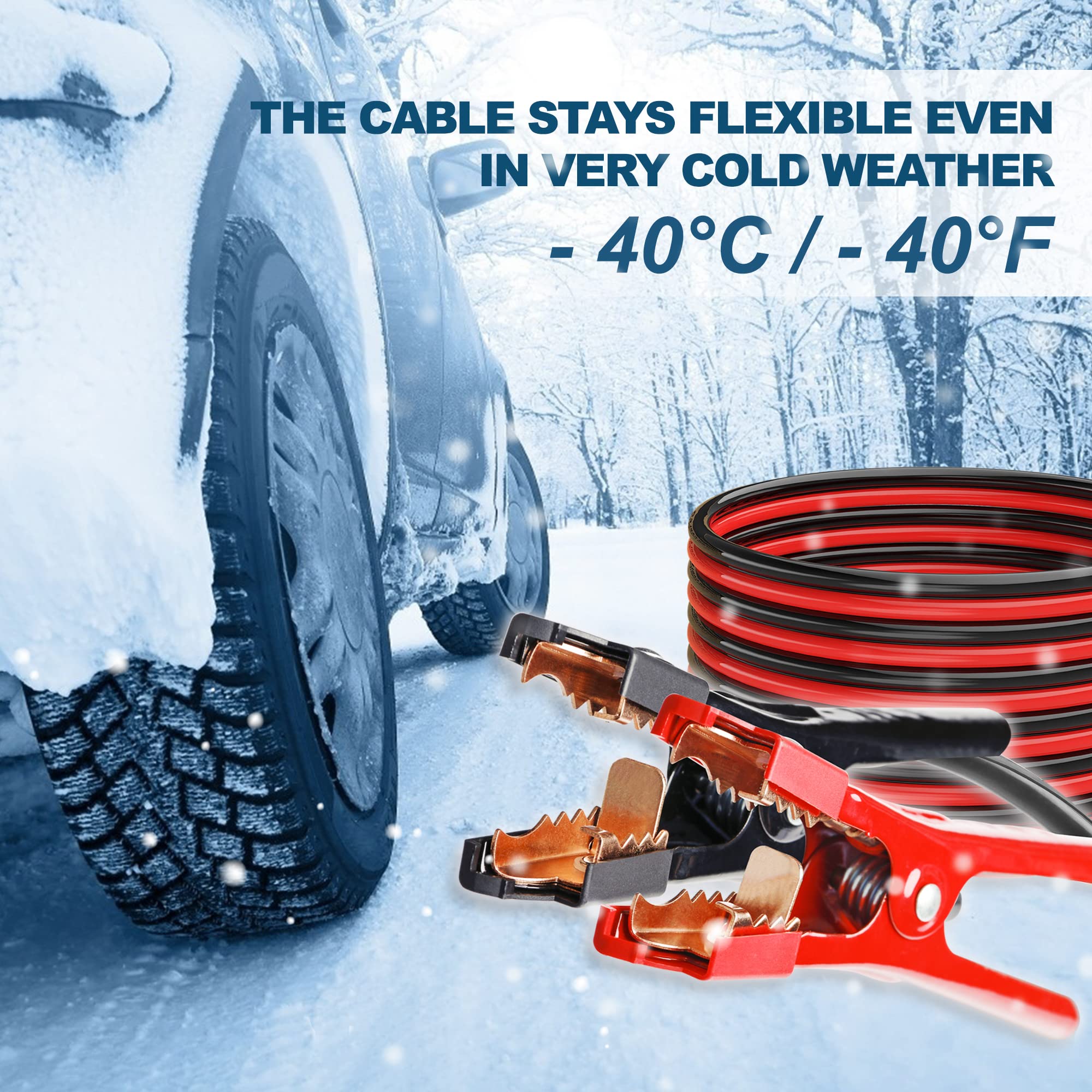 Aweltec Jumper Cables 4 Gauge 25 Feet Battery Jumper Cables For Car  40? To 140?   Heavy Duty Booster Cables With Carry Bag, Saf