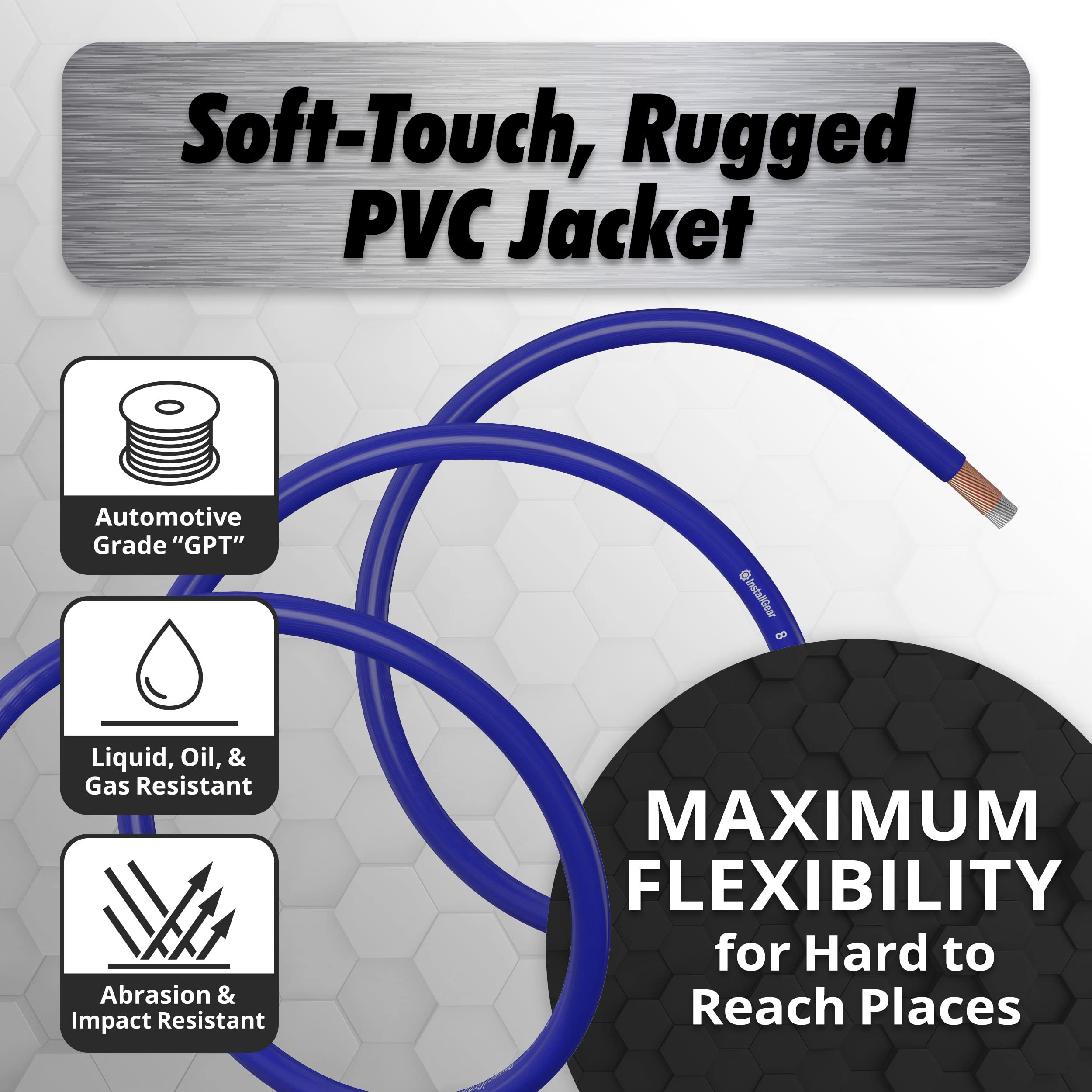 Installgear 8 Gauge Wire (25Ft) Copper Clad Aluminum Caa   Primary Automotive Wire, Car Amplifier Power & Ground Cable, Battery