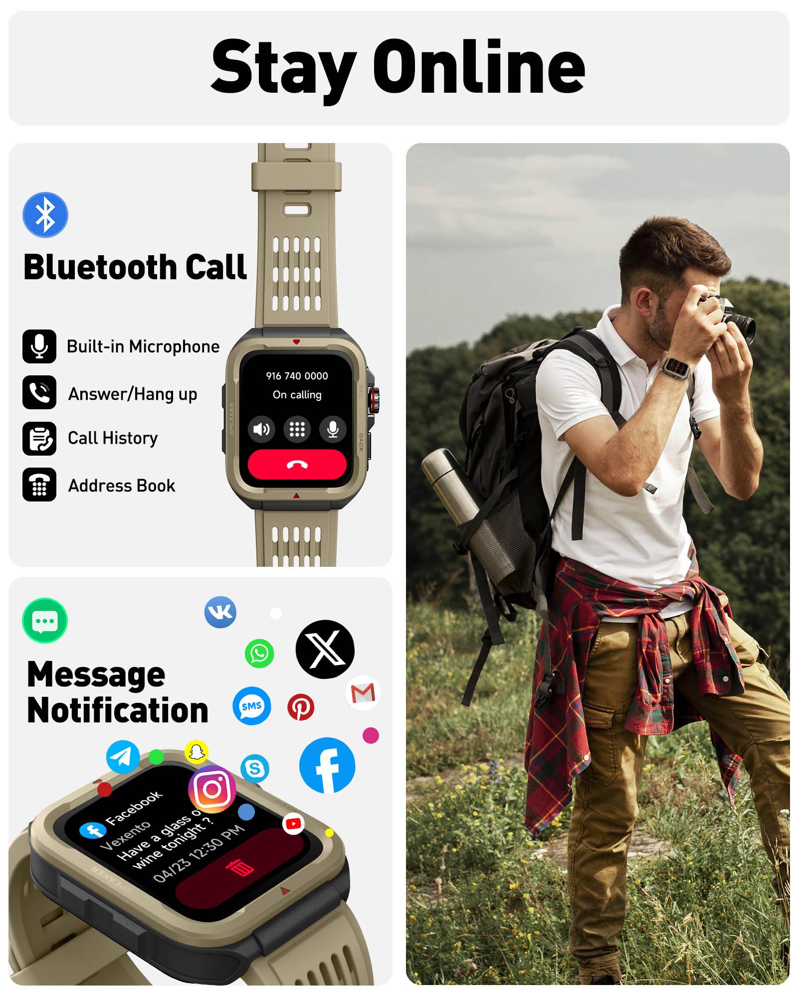 Vrpefit Smart Watch For Men Women (Answer/Make Call), Alexa Built In, 1.8 Fitness Tracker With 100 Sports Modes, Heart Rate Bloo