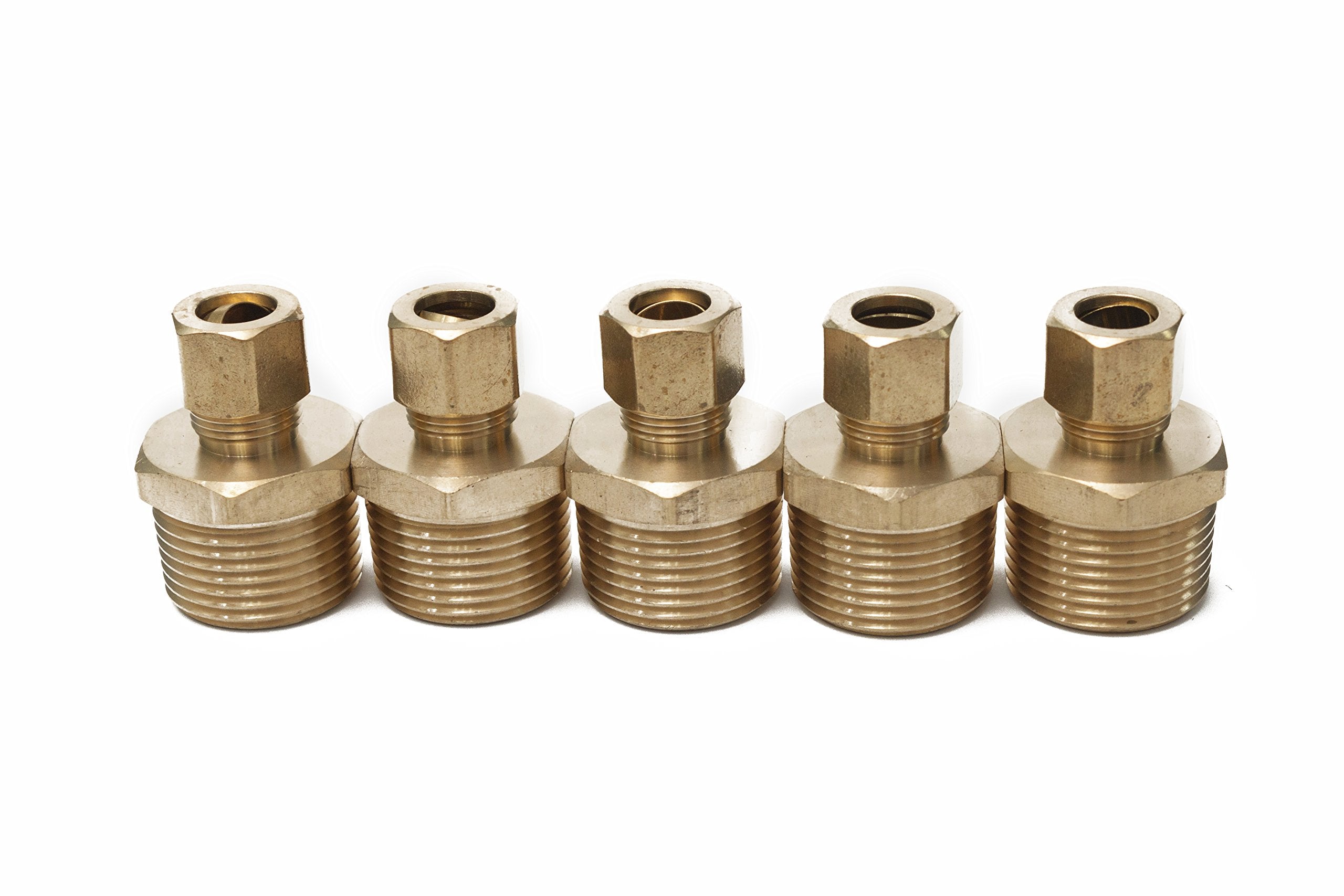Ltwfitting Brass 3/8-Inch Od X 3/4-Inch Male Npt Compression Connector Fitting(Pack Of 5)