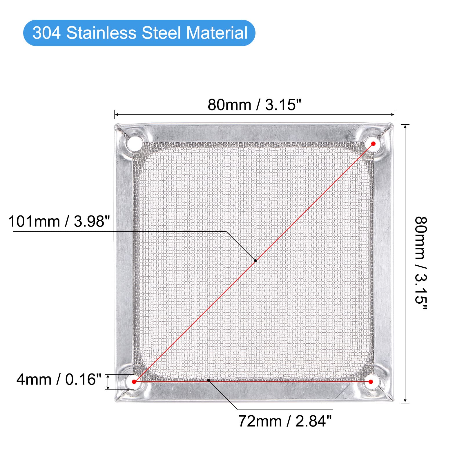 Meccanixity 80Mm Computer Fan Filter Grills Stainless Steel Mesh Dustproof Case Cover For Computers, Pack Of 2