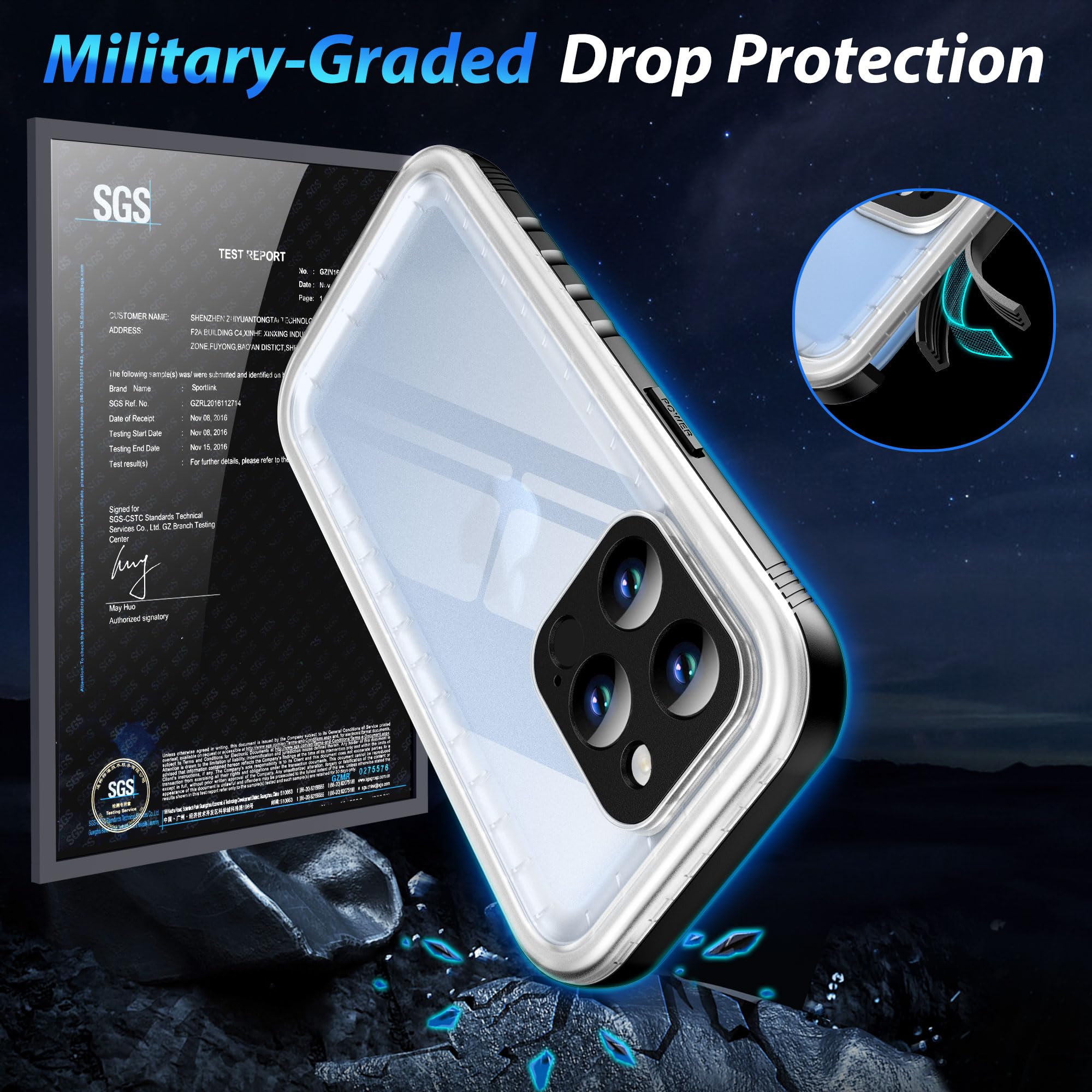 Sportlink For Iphone 13 Pro Waterproof Case   Full Body Shockproof Dustproof Phone Screen Protector Rugged Waterproof Case For I