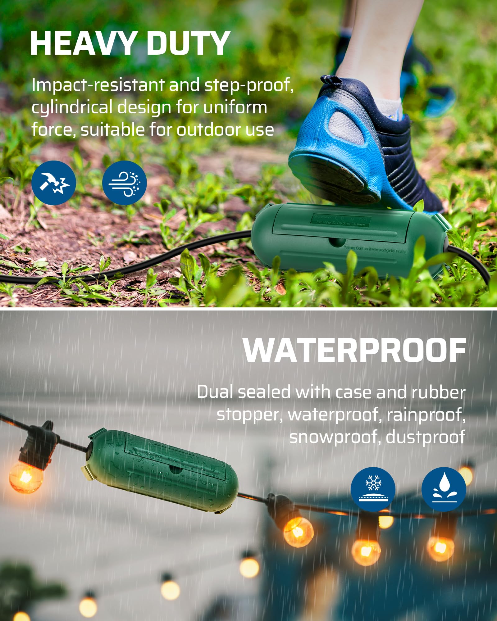 Dewenwils 6 Pack Outdoor Extension Cord Cover, Waterproof Plug Cover With 4 Seal Latches, Adjustable Compartment For 12/14/16Gau