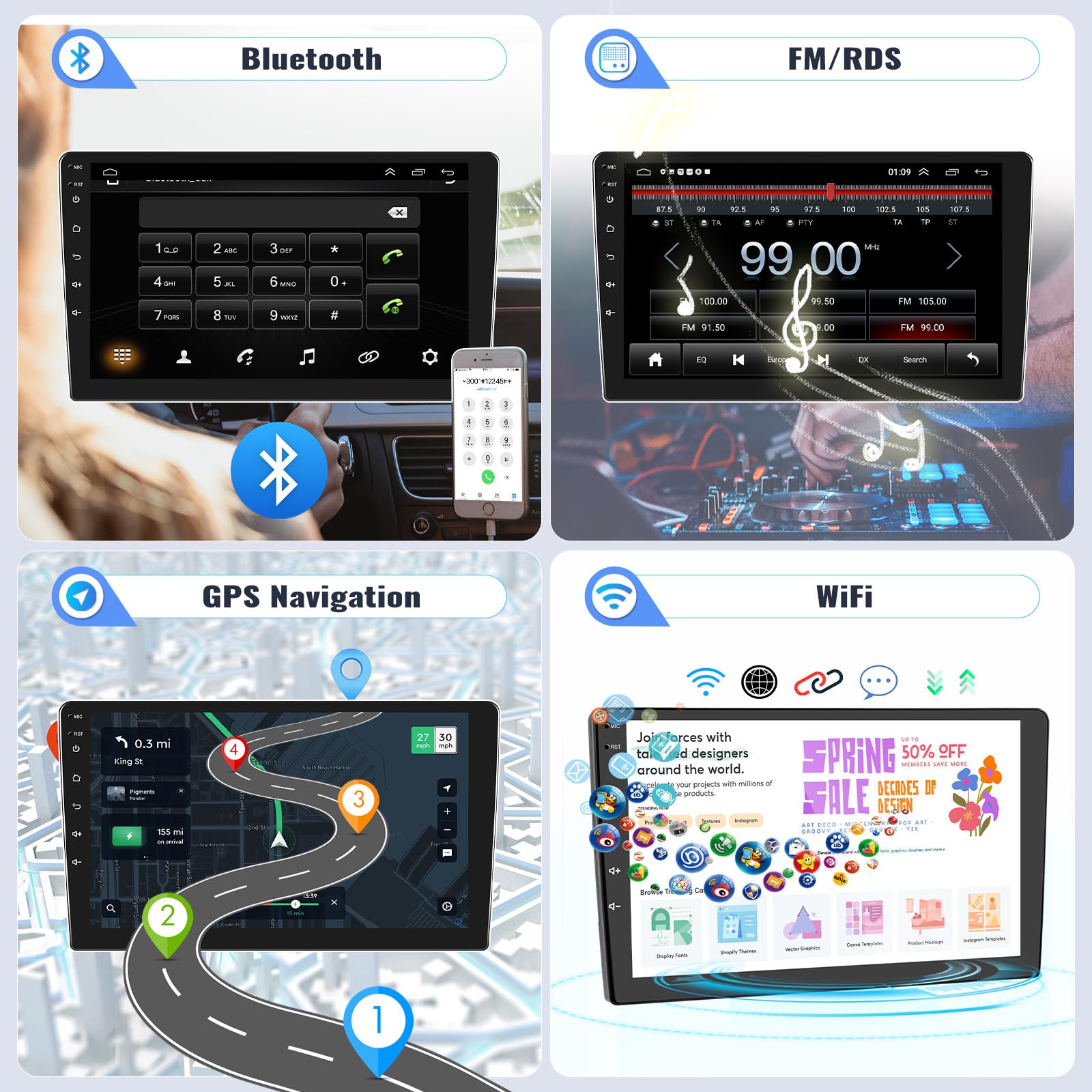 Sixwin 2G+64G Android Car Stereo For Honda Civic 2016 2020 With Wireless Apple Carplay Android Auto Mirror Link 9 Inch Touchscre