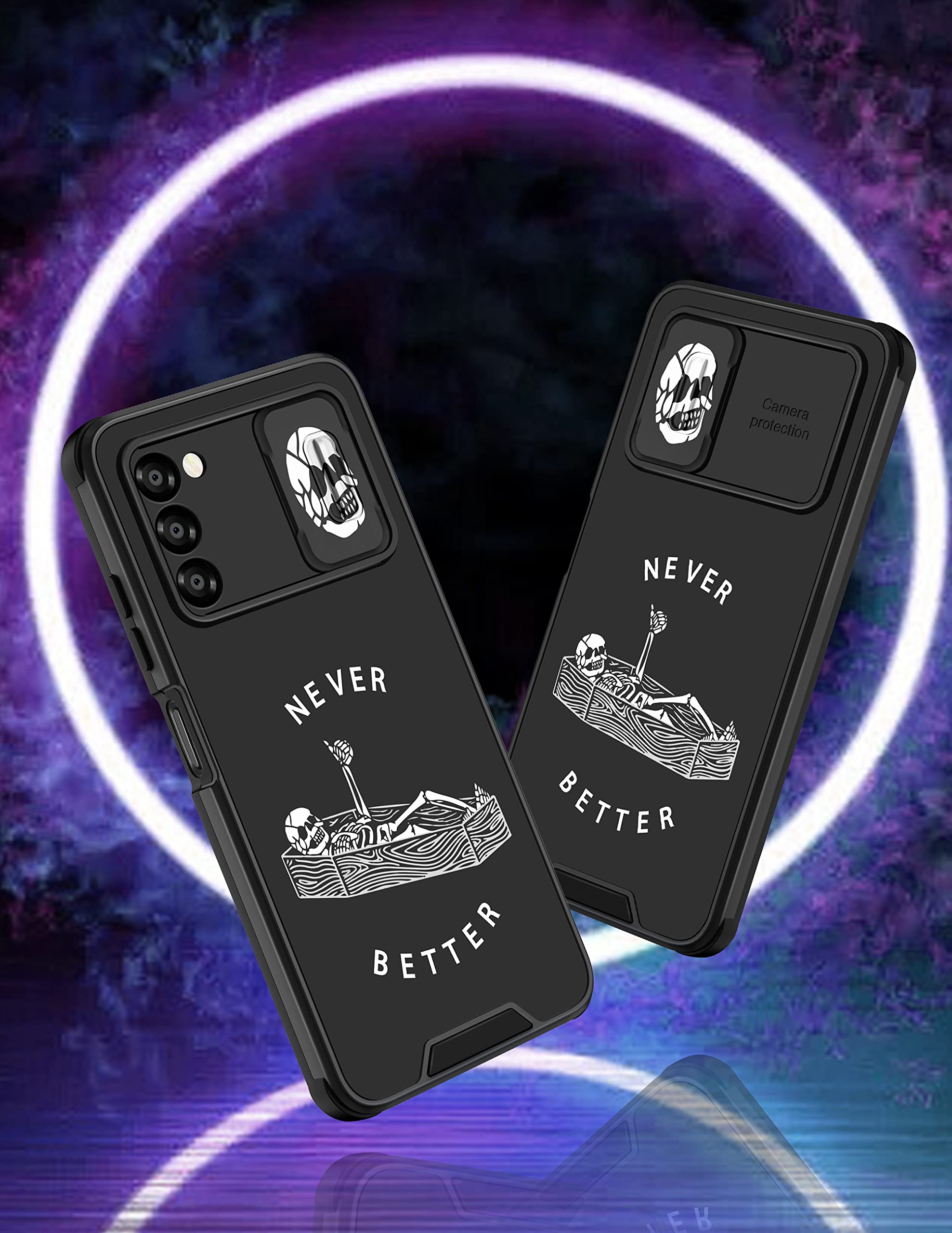 Goocrux For Samsung Galaxy A03S Case Skeleton Gothic For Women Girls Cute Skull Phone Cover Funny Ghost Horror Goth Design With