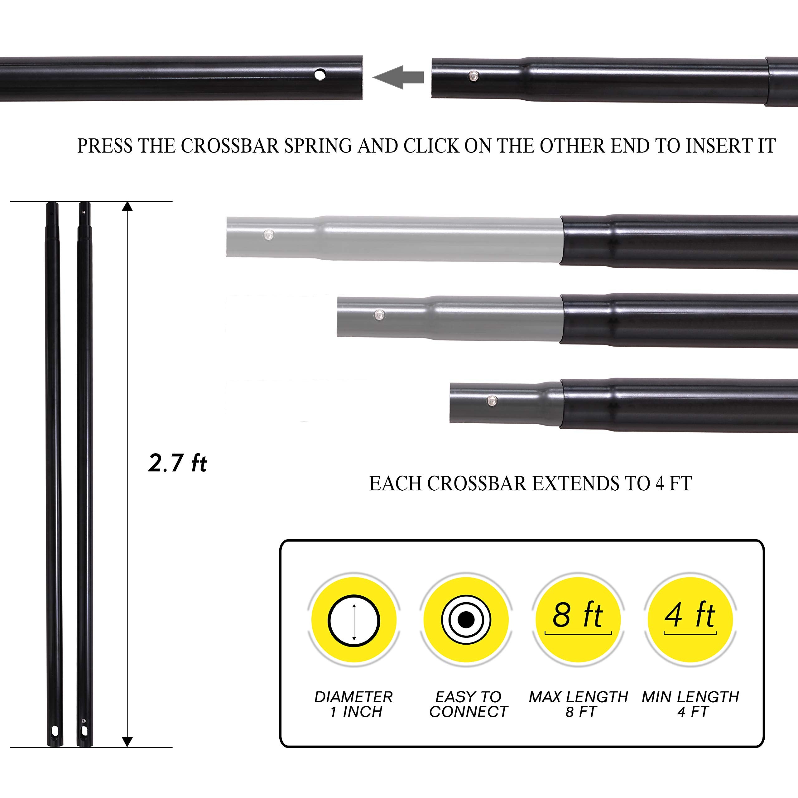 Emart Photography Backdrop Stand, 8 X 8 Ft Adjustable Photo Background Holder, Back Drop Banner Stand Support System Kit For Pho
