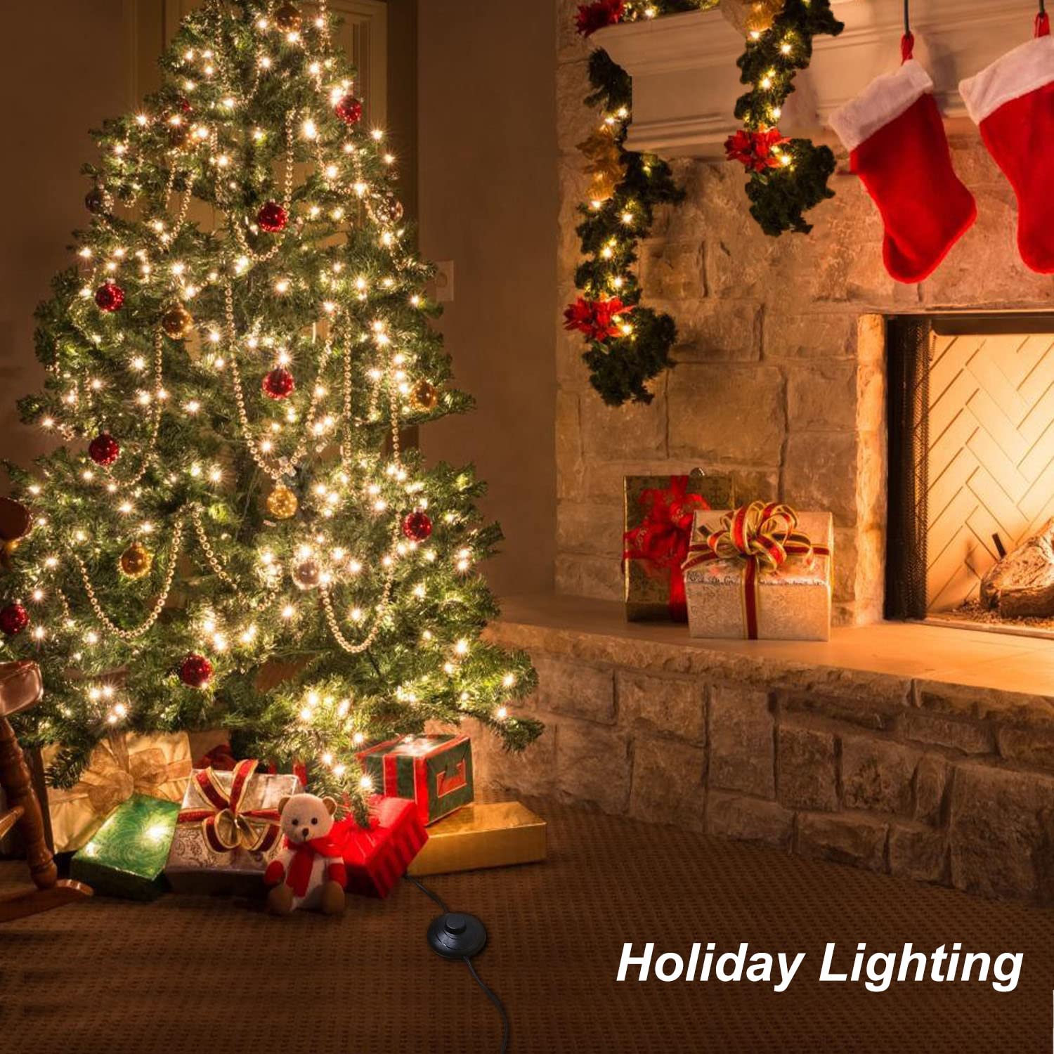 Weideer Floor Foot Pedal Switch With Extension Cord 18Awg 6Ft 2 Outlet Plug Cable Inline Push Switch On Off Lamp Foot Switch Chr