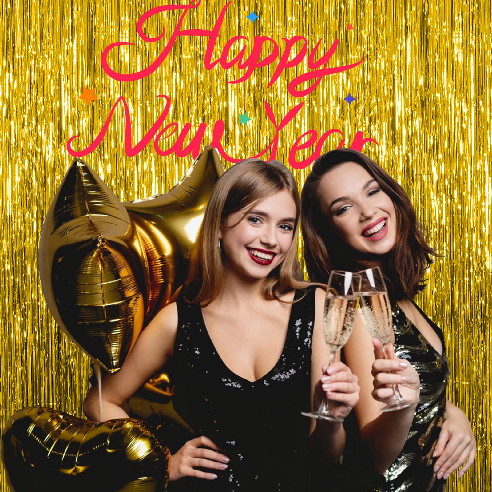 20 Pack Foil Curtain Backdrop Gold Metallic Tinsel Foil Fringe Curtains Photo Booth Props For Birthday Wedding Engagement Baby S