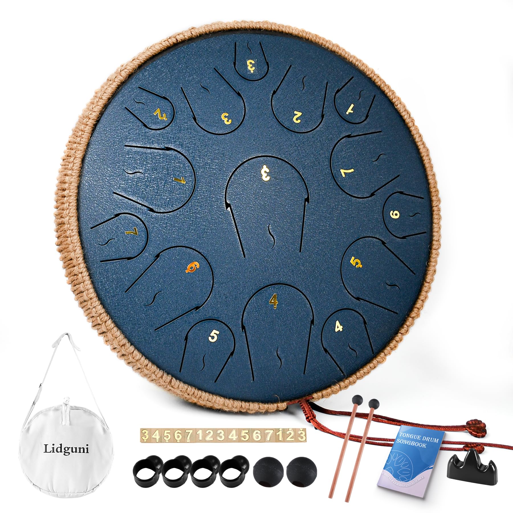 Steel Tongue Drum   14 Inch 15 Note Tongue Drum   Hand Pan Drum With Music Book, Handpan Drum Mallets And Carry Bag, C Major (Na