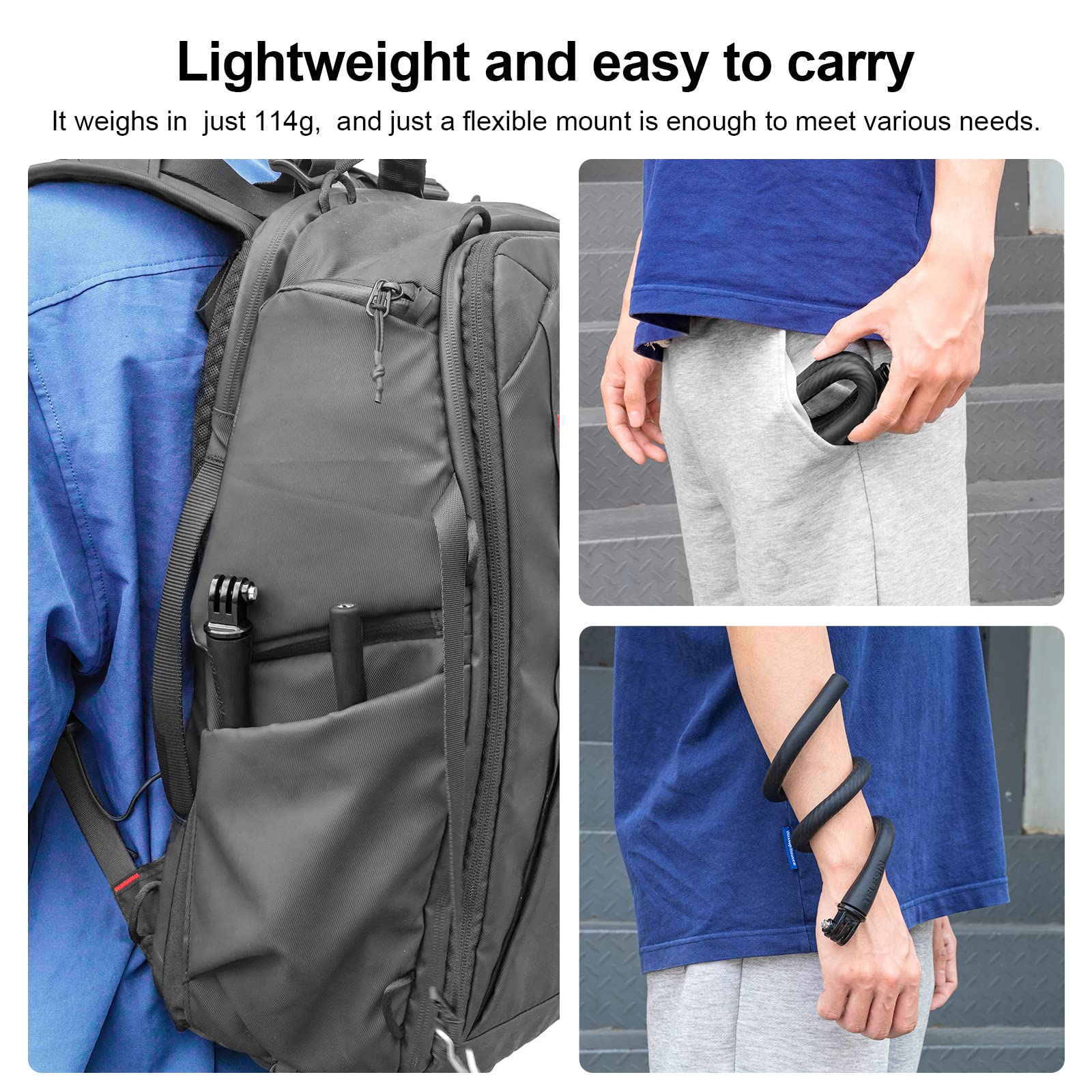 Telesin Camera Flexible Mount Clamp Phone Stand Stick Pole For Gopro Insta360, Tripod Stabilizer Neck Holder Bike Treadmill Stroller Car Attachment Accessories For Go Pro Hero 13 12 11 10 9 Dji Action