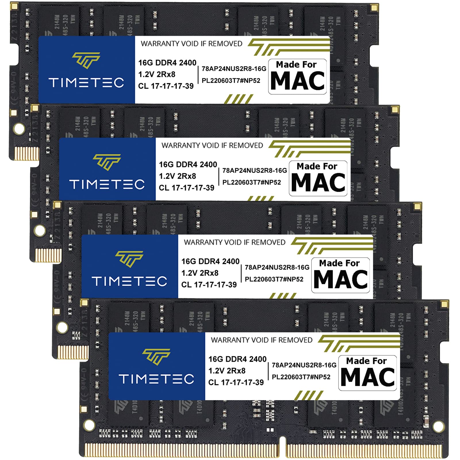 Timetec 64GB KIT (4x16GB) Compatible for Apple 2017 iMac (27inch w/Retina 5K Display) DDR4 2400MHz PC419200 1Rx8 CL17 1.2V Non