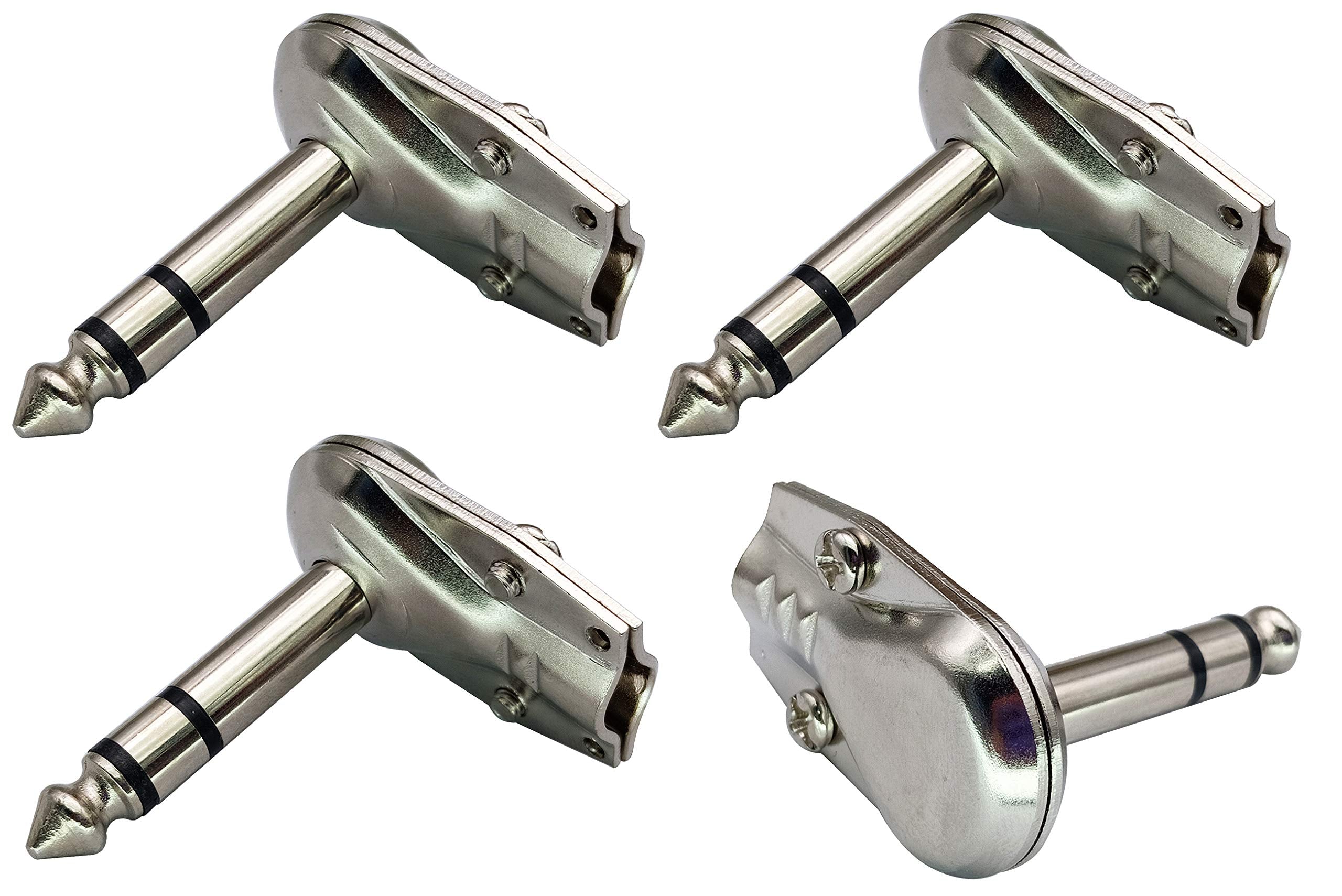 Aaotokk Right Angle 6.35Mm Adapter Golden Plated 90 Degree 3 Pole 6.35Mm 1/4 Inch Stereo Trs Male Flat Pancake Style Plugs Conne