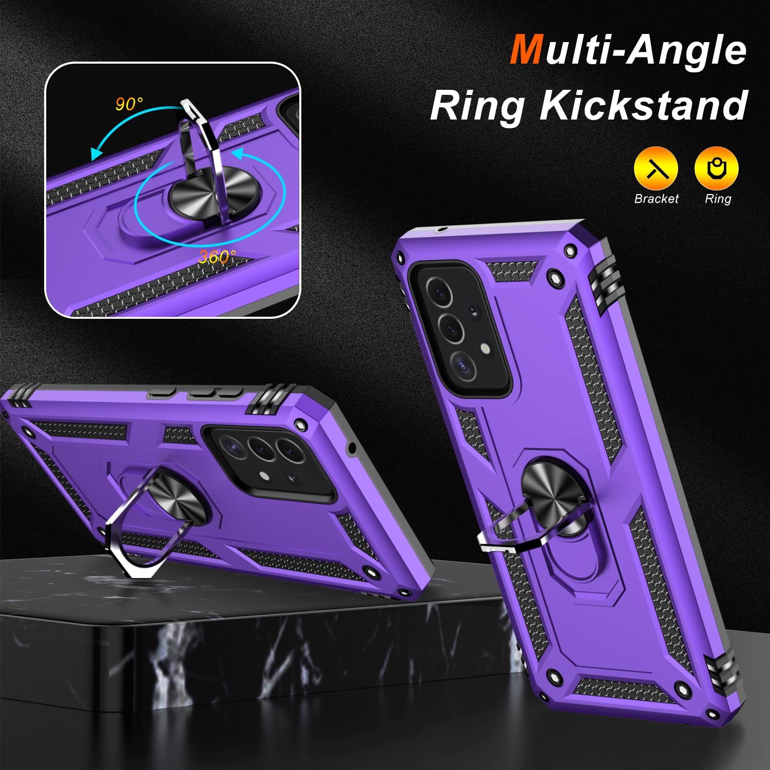 Lumarke For Galaxy A73 Case With Screen Protector,Pass 16Ft. Drop Tested Military Grade Protective Phone Cover With Magnetic Rin