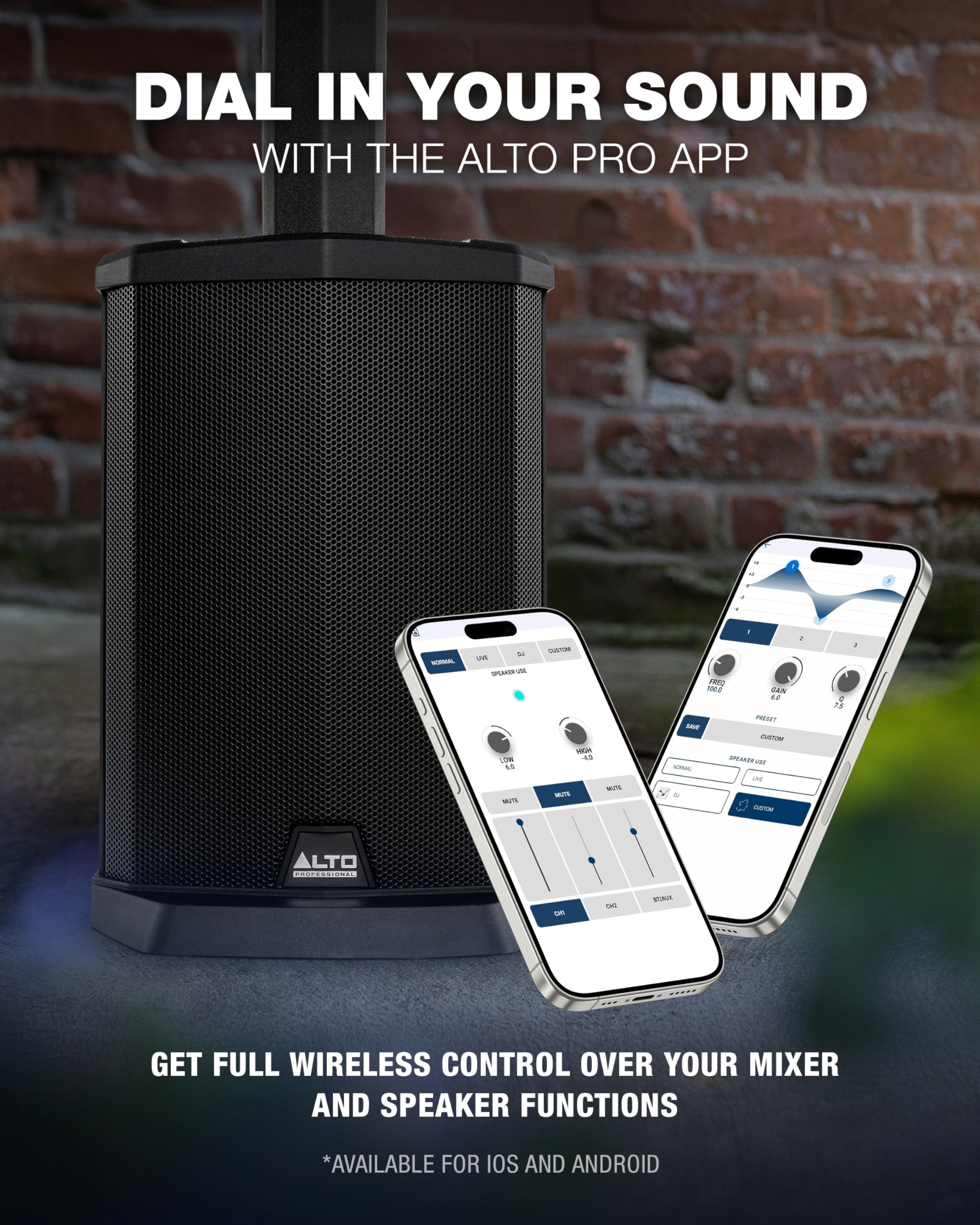 Alto Ts108C 600W Powered Column Array Pa Speaker System With 3-Channel Digital Mixer, Bluetooth And App Control For Solo Musicia