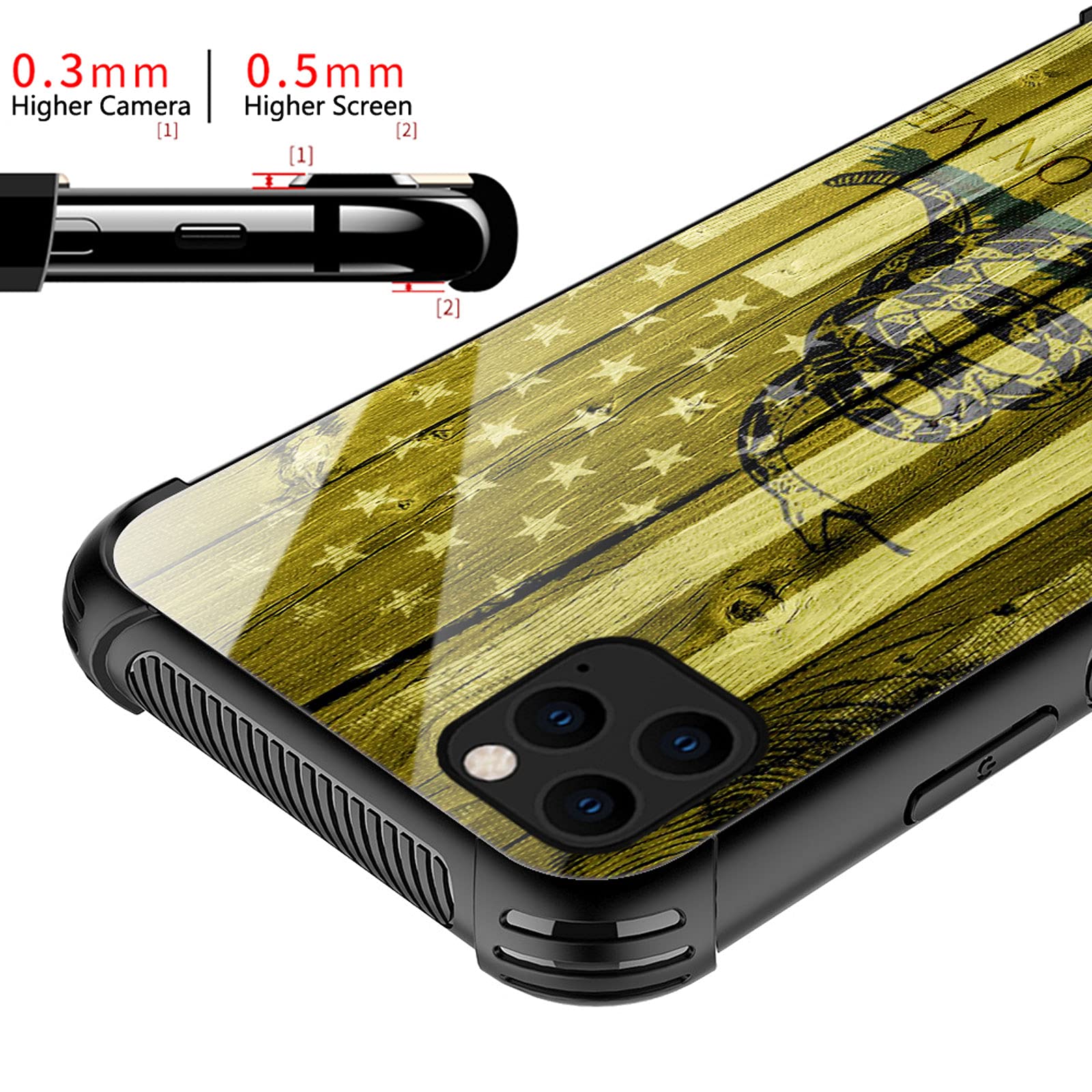 CARLOCA iPhone 13 Pro Max Shockproof Anti-Scratch Hard Acrylic Phone Case Dont Tread On Me USA Flag Graphic 6.7 inch