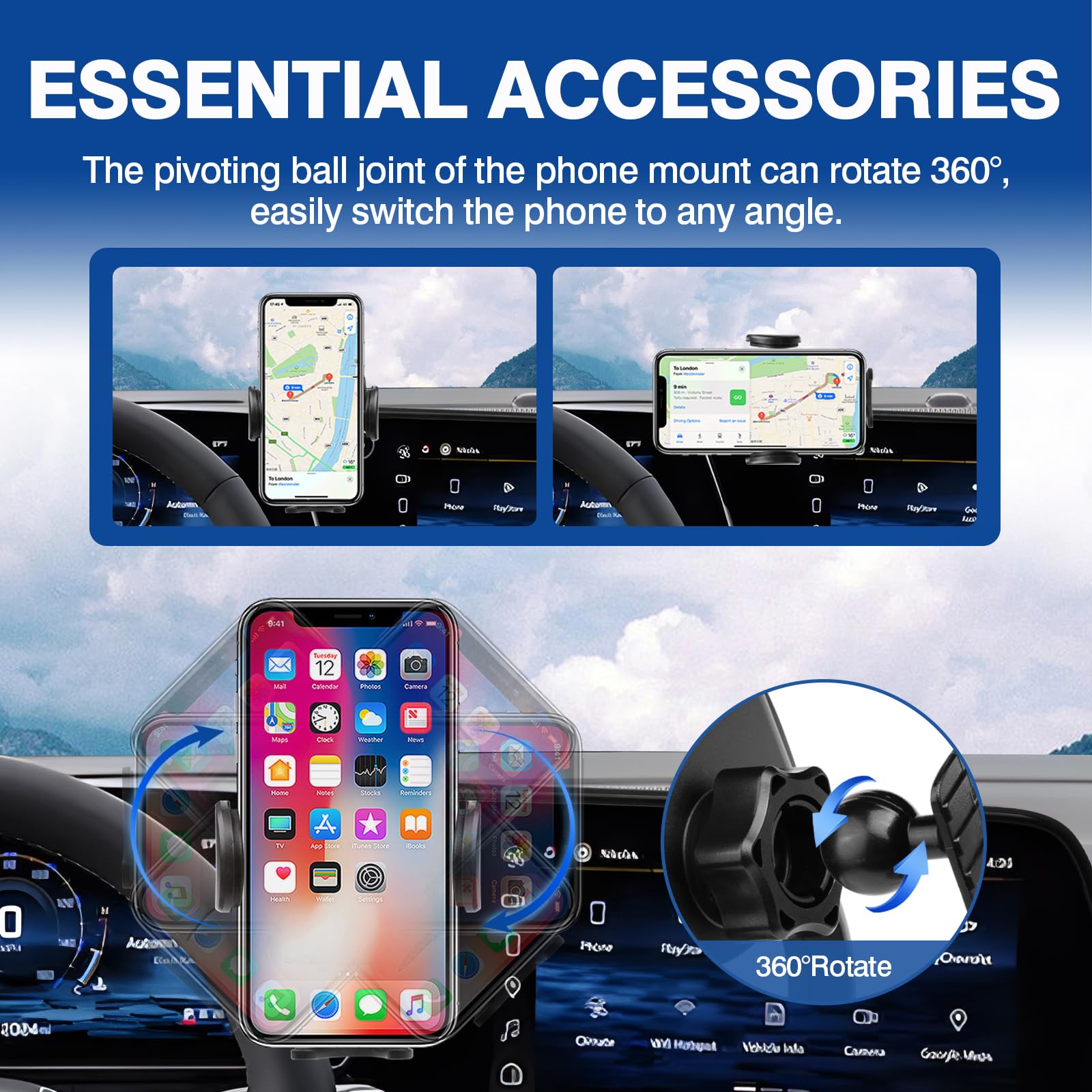 Autorder Car Phone Holder For 2025-2026 Chevy Chevrolet Equinox Accessories Phone Mount 11.3-Inch Screen Cell Phone Automobile C