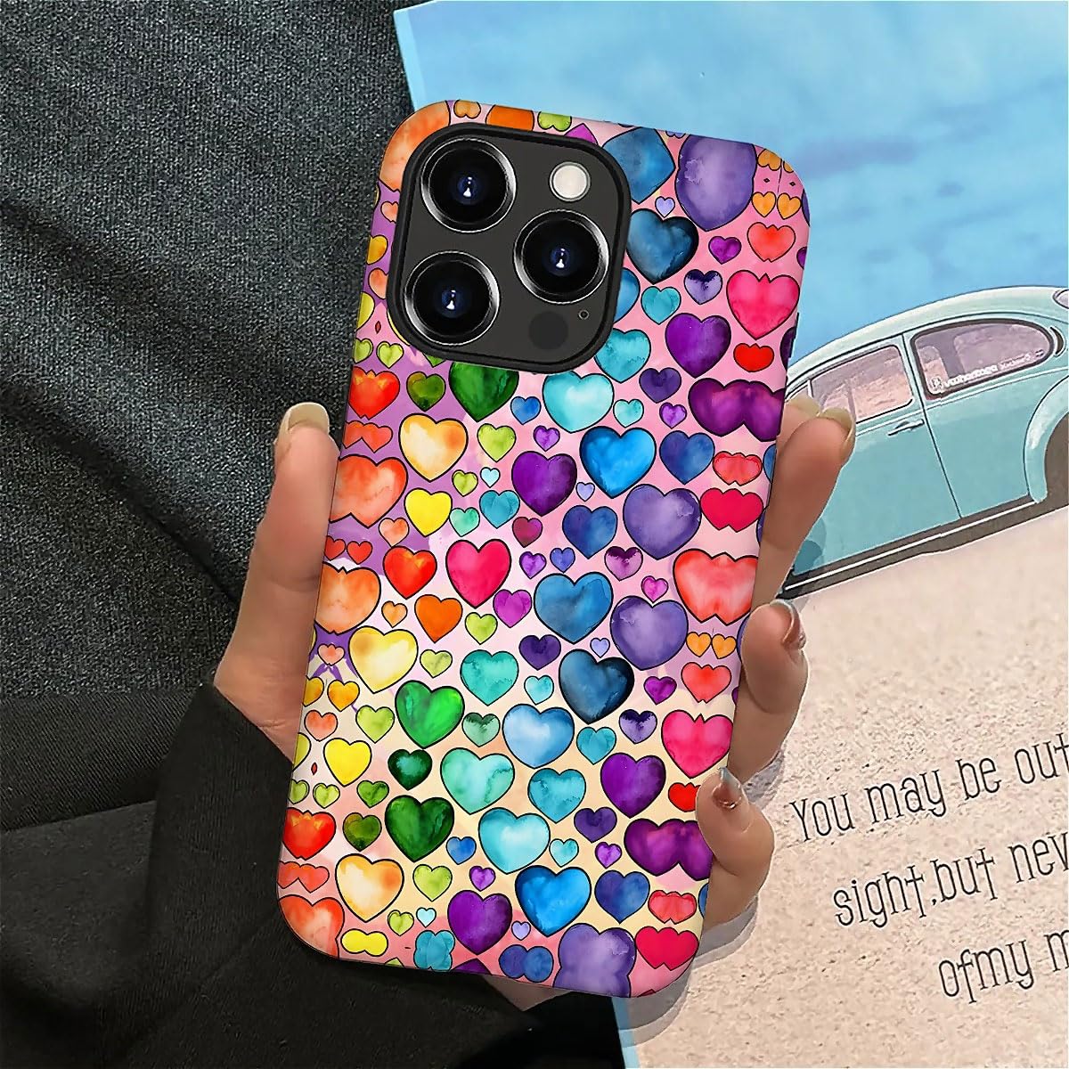 Seized Case Compatible With For Iphone 16 Pro Max,Colorful Heart Lovely Cute Pink Phone Case For Girl Women Boy Men,Durable Prot