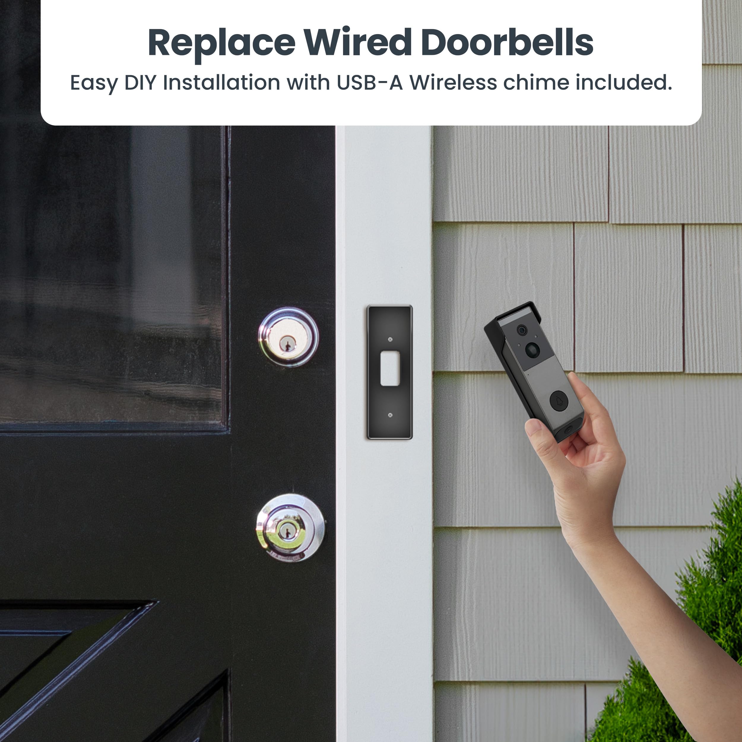 Feit Electric Smart Wireless Doorbell W/Dual-Lens 1080P Hd Camera, 24/7 Local Recording, Night Vision, Voice Assistant, Ai Detec