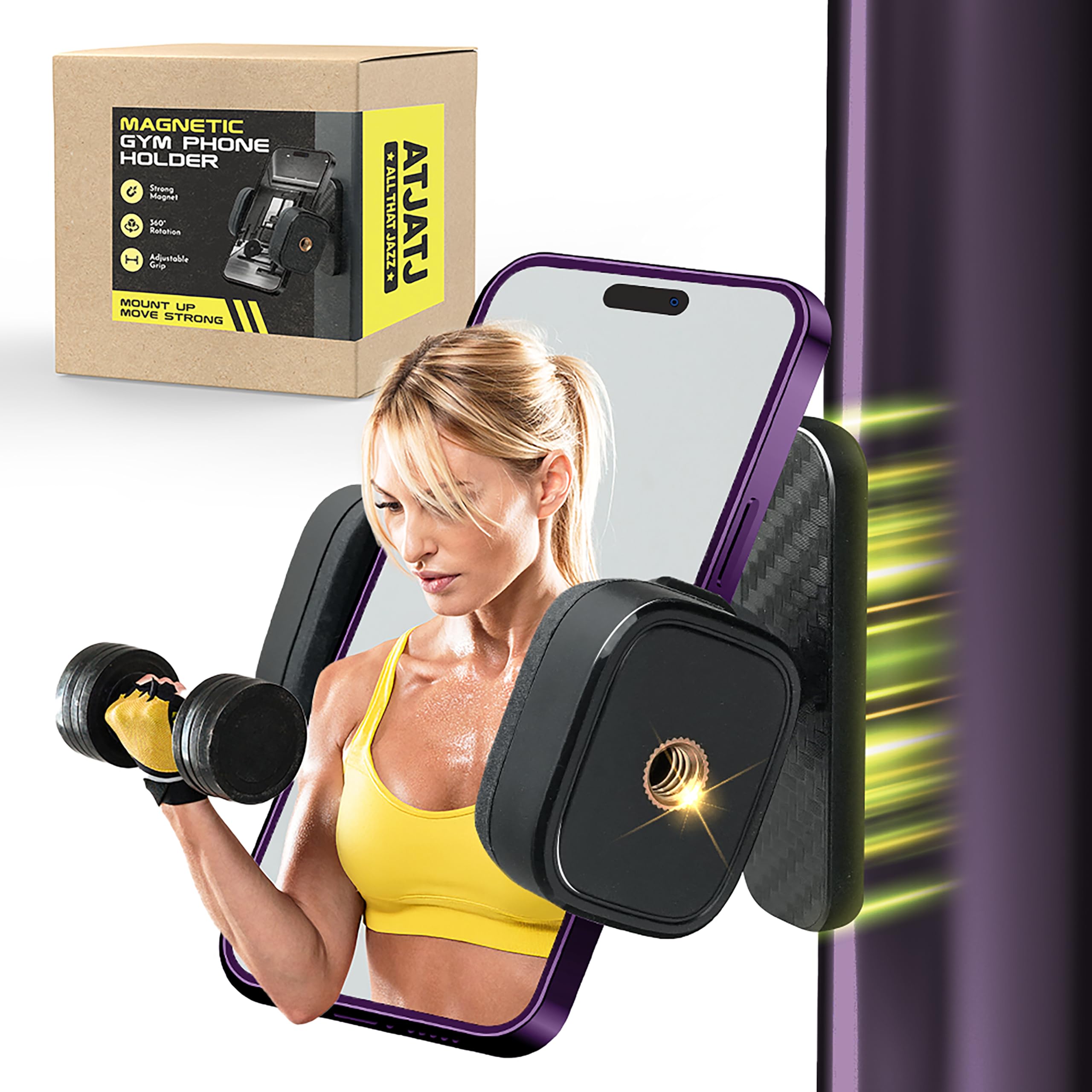 360 Rotatable Magnetic Phone Holder For Gym, Workout Phone Magnet Mount, Portable Gym Accessories Attach To Metal Surface, Unive
