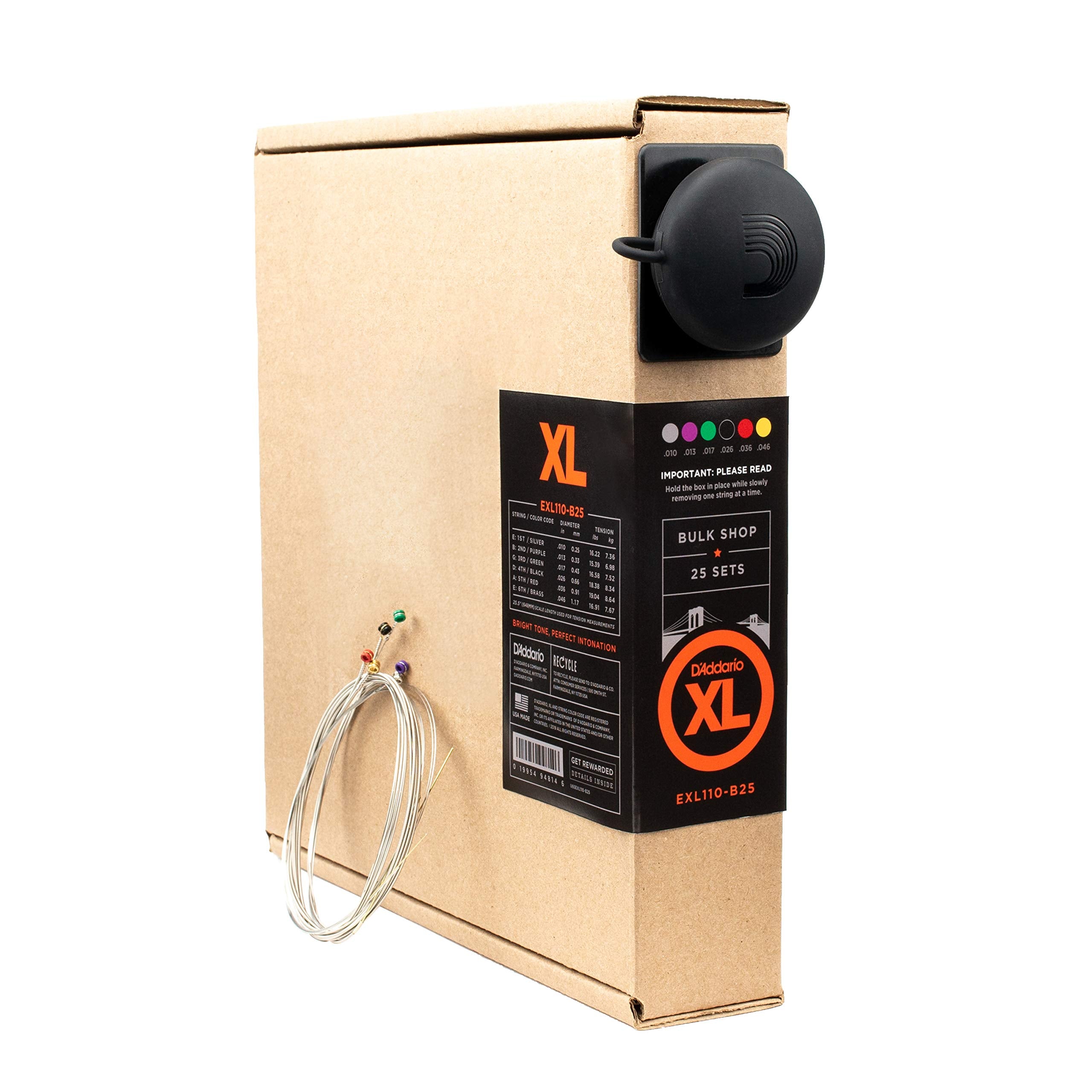 D'Addario Guitar Strings   Xl Nickel Electric Guitar Strings   Exl110 B25   Perfect Intonation, Consistent Feel, Reliable Durability   For 6 String Guitars   10 46 Regular Light 25 Set Bulk Box