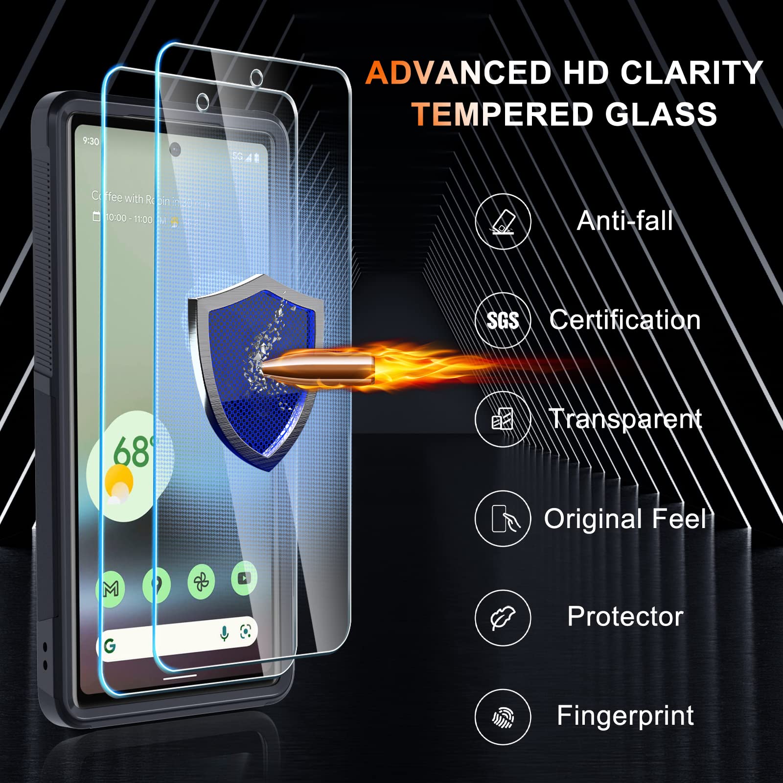 Janmitta For Google Pixel 6A Case With Screen Protector+Camera Lens Protector+Lanyard,Heavy Duty Shockproof Full Body Phone Cove