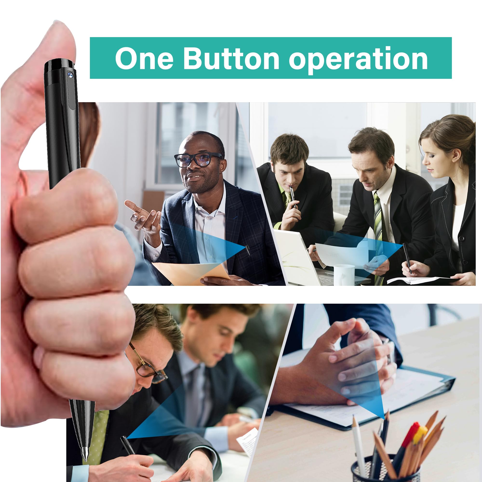 Body Camera Pen With 64Gb Memory Card, 1080P Hd Mini Surveillance Camera, Portable Pocket Cam, Black