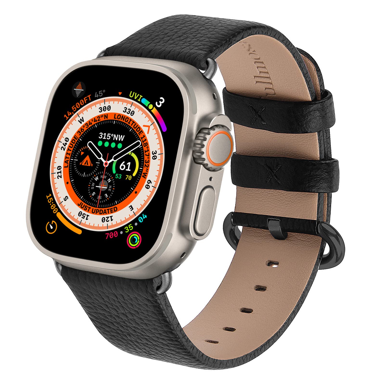 Fullmosa Watch Band Compatible With Leather Apple Watch Band 45Mm 44Mm 42Mm, Top Grain Iwatch Band For Series Ultra2/Ultra/9/8/7