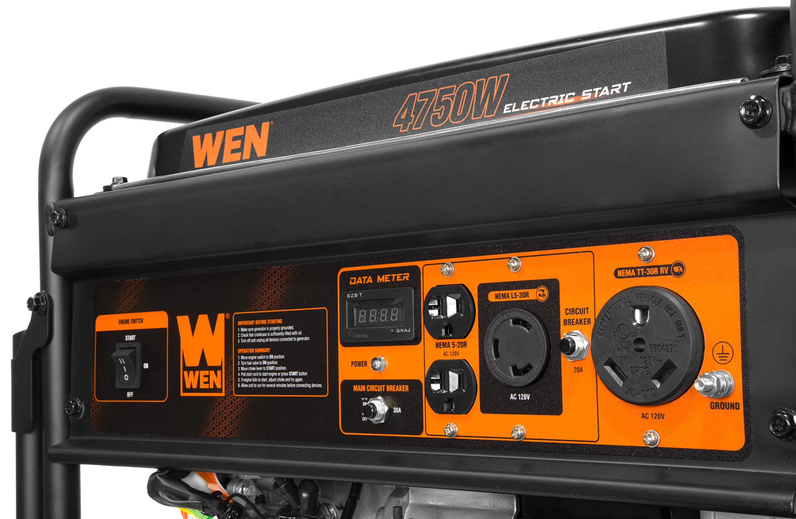 Wen 5600 Watt Portable Generator, Electric Start, 224Cc, Transfer Switch And Rv Ready With Co Shutdown Sensor (Gn5602X)