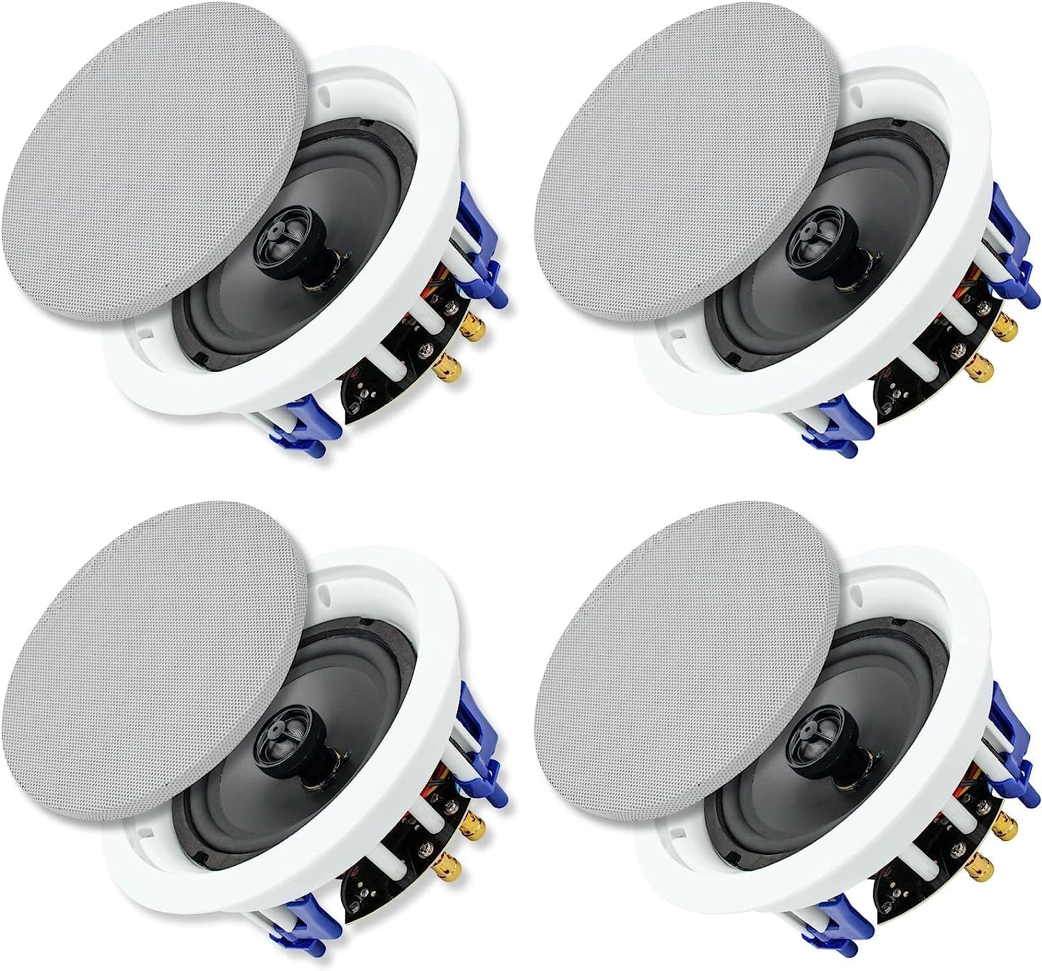 Herdio 6.5 Inch 640 Watts Ceiling Speakers 2 Way Flush Mount Passive Perfect For Office,Kitchen,Living Room,Bathroom(4 Speakers)