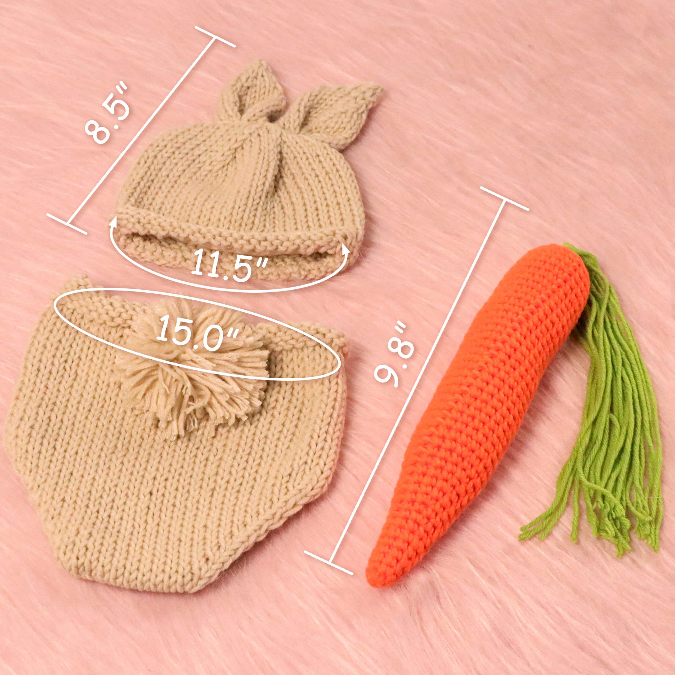 Newborn Photography Props Rabbit Outfit Baby Photoshoot Props Outfits Bunny Crochet Costume Baby Photo Prop Rabbit Hat Diaper Ca