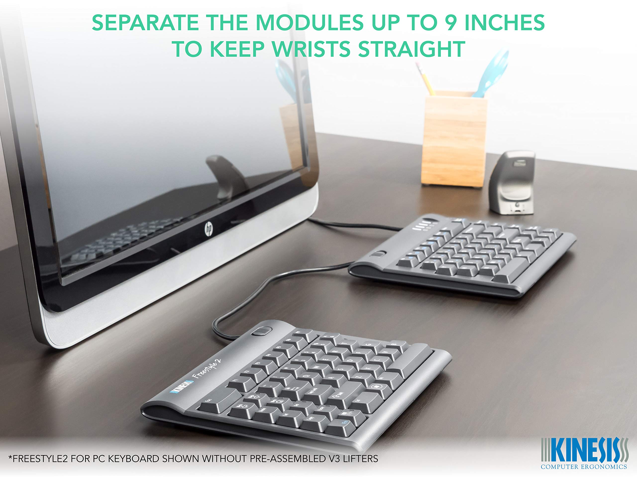 Kinesis Freestyle2 Ergonomic Keyboard W/ V3 Lifters For Pc (9 Separation)