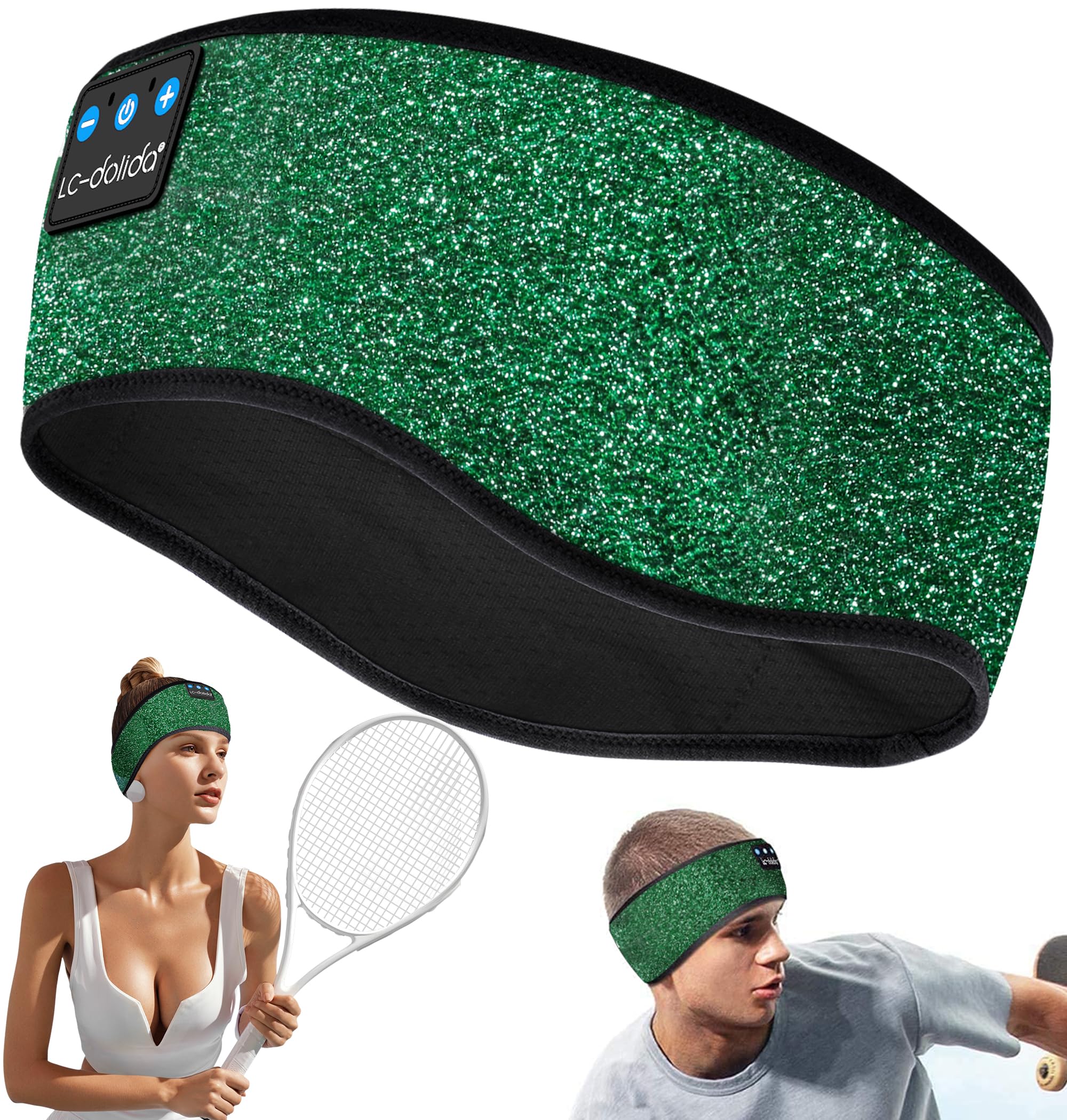 LC-dolida Headband Headphones Bluetooth, Sleep Headphones Wireless Bluetooth with Ultra-Thin HD Stereo Speaker, Sleep Headband E