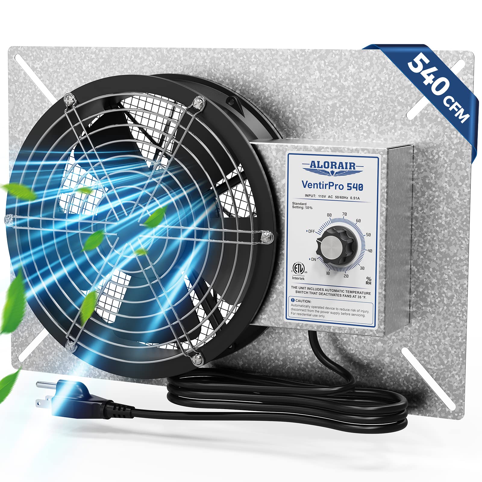 Alorair 540 Cfm Ip 55 Grade Crawlspace Ventilation Fans With Humidistat & Thermostat, 8.7 Inches Basement Vent Fans With Isolati