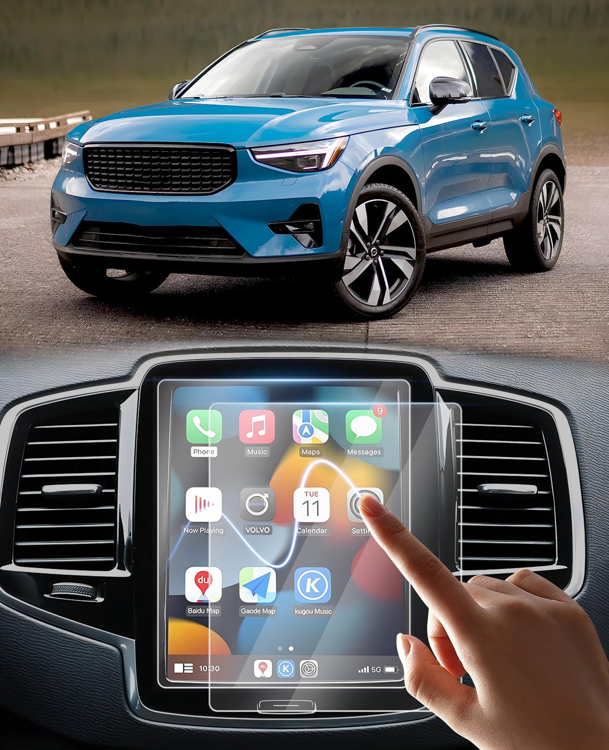 Sunsdrew 2Pcs Volvo Screen Protector For Volvo Xc40 Xc60 2018-2024/S60 S90 V60 19-24/Xc90 16-24/V90 17-24,8.7 Inch Anti-Glare Tempered Glass Touchscreen Protector For Volvo Accessories Matte