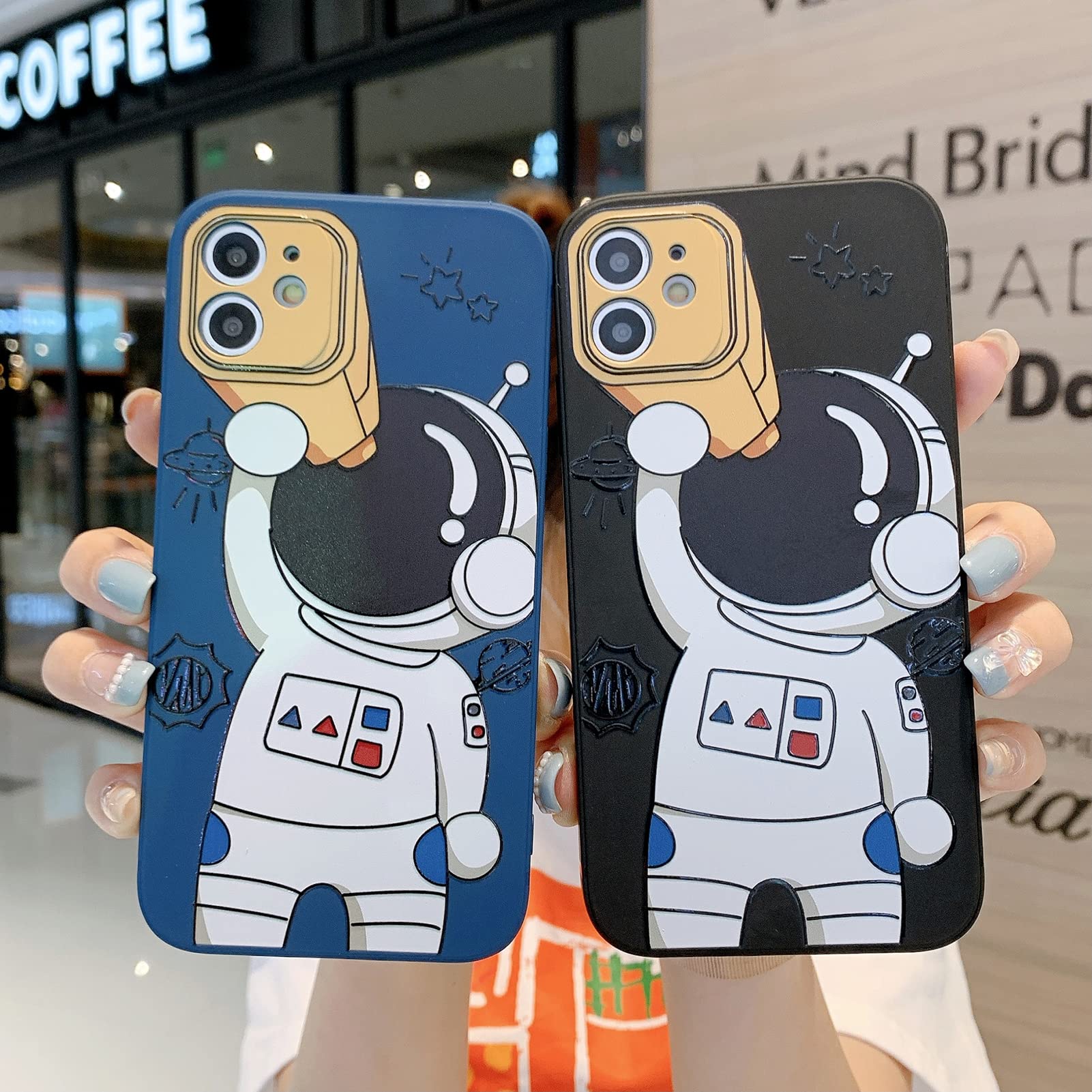 Yonds Queen iPhone 7 Plus 8 Plus Phone Case Astronaut Space Design Soft TPU Blue Telescope Shockproof Anti-Slip